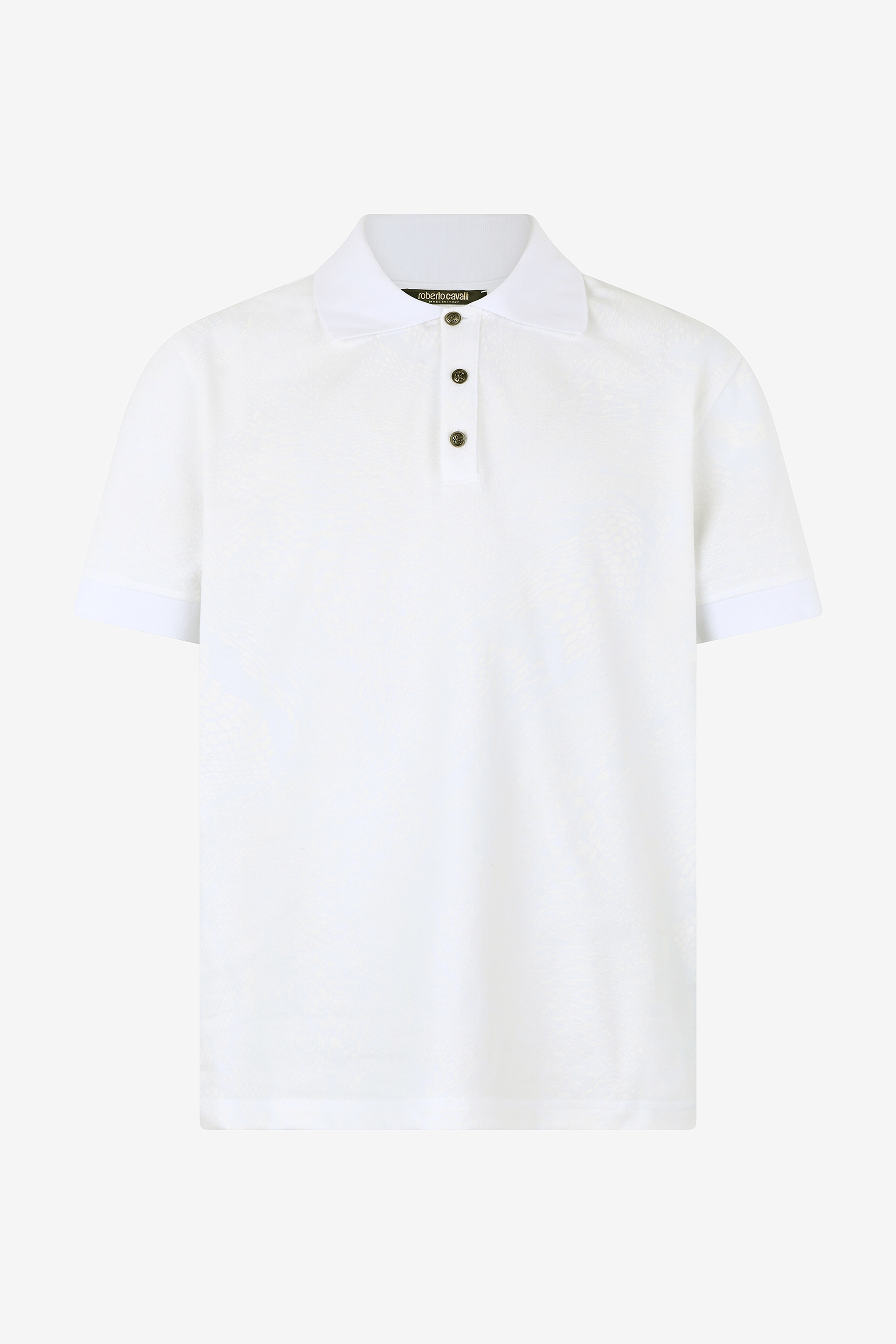 Roberto Cavalli Python-print Polo Shirt In Ivory