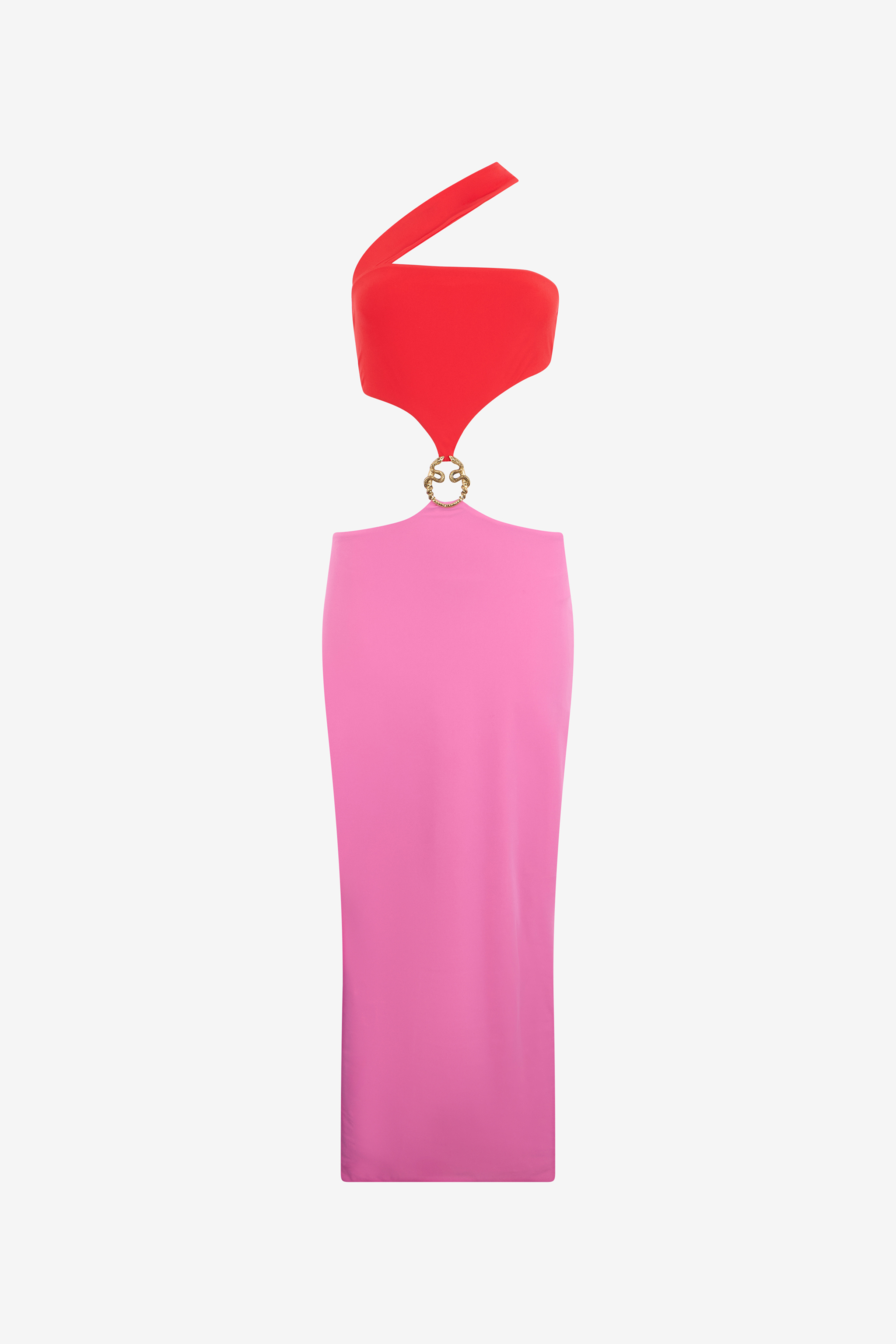 Roberto Cavalli Long Asymmetric Dress with Jewel Detail