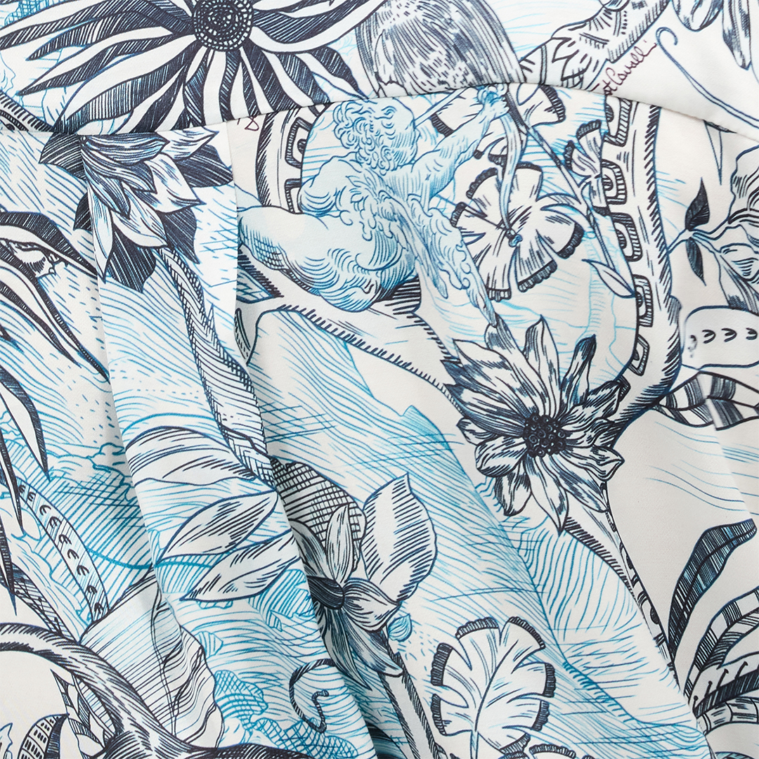 Roberto Cavalli Shirt With Python And Jungle Print In Light Blue