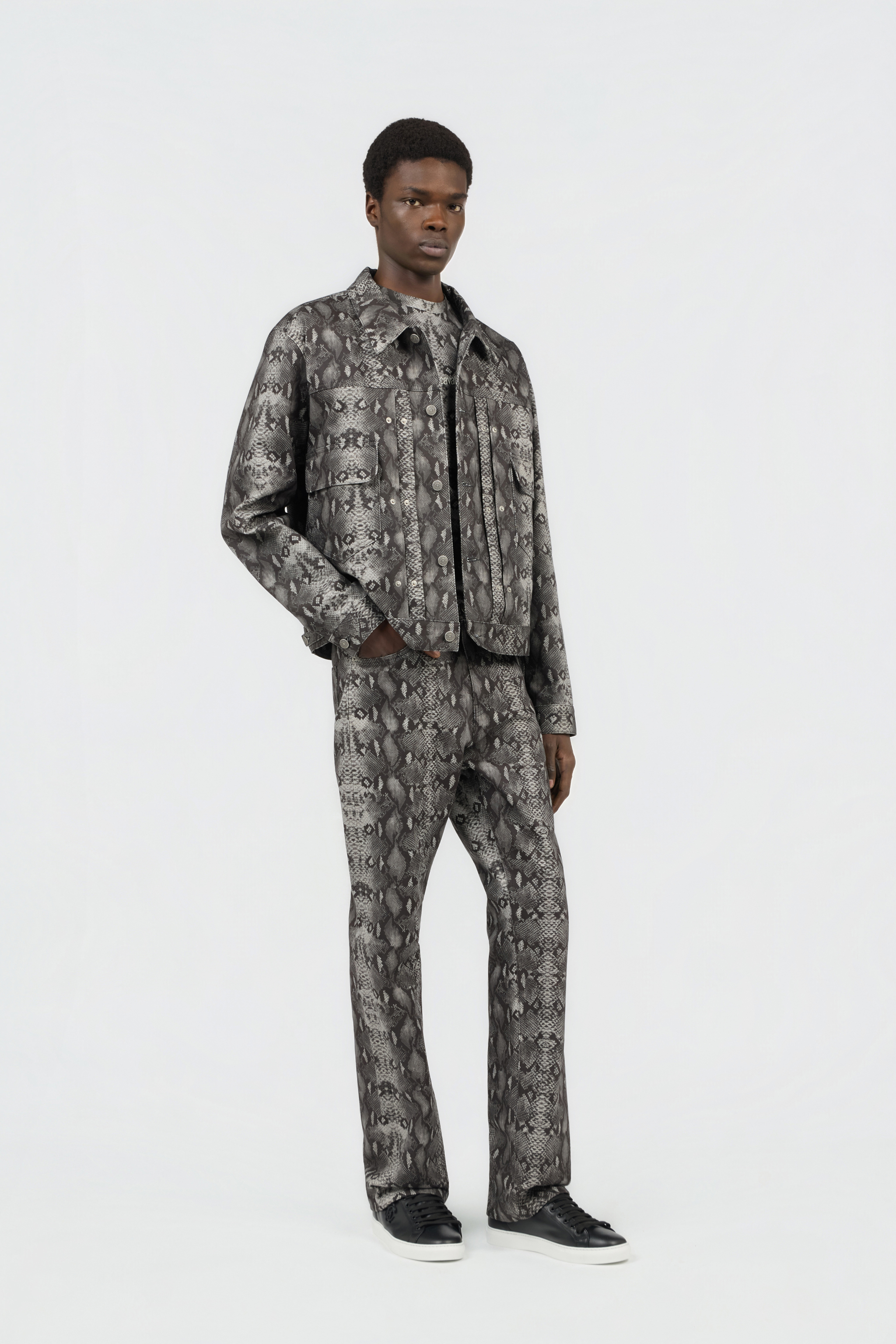Roberto Cavalli Python Print Denim Jeans In Animal Print