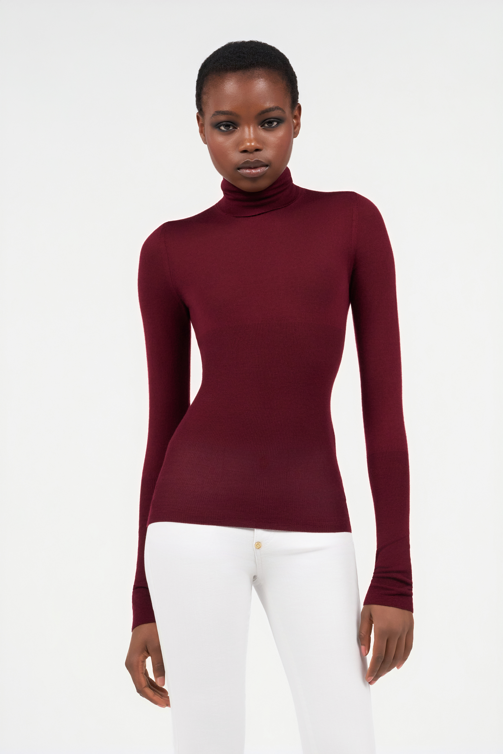 Burgundy Turtleneck Top
