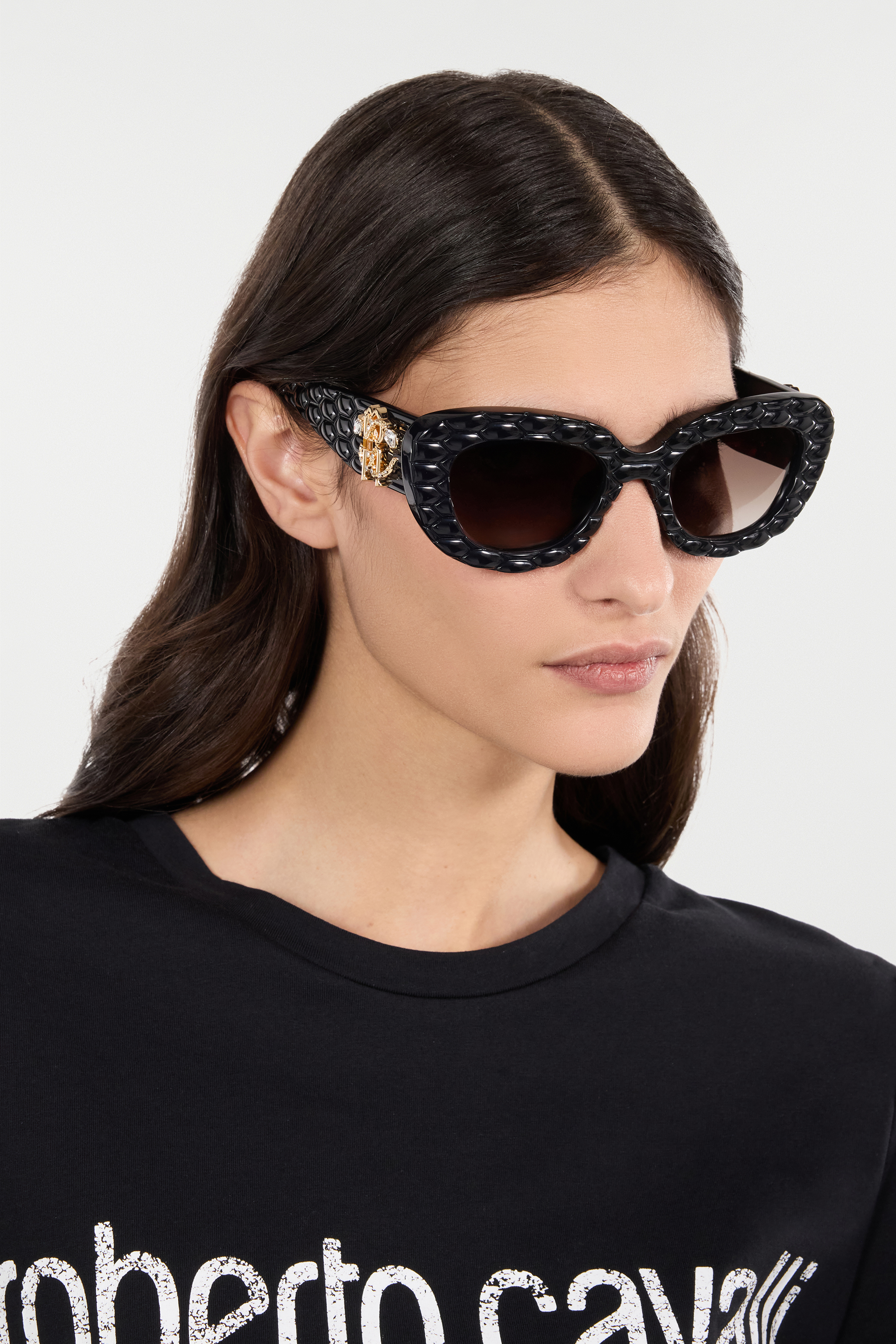 ROBERTO CAVALLI SONNENBRILLE MIT BREITER, AUFFÄLLIGER CAT-EYE-VORDERSEITE