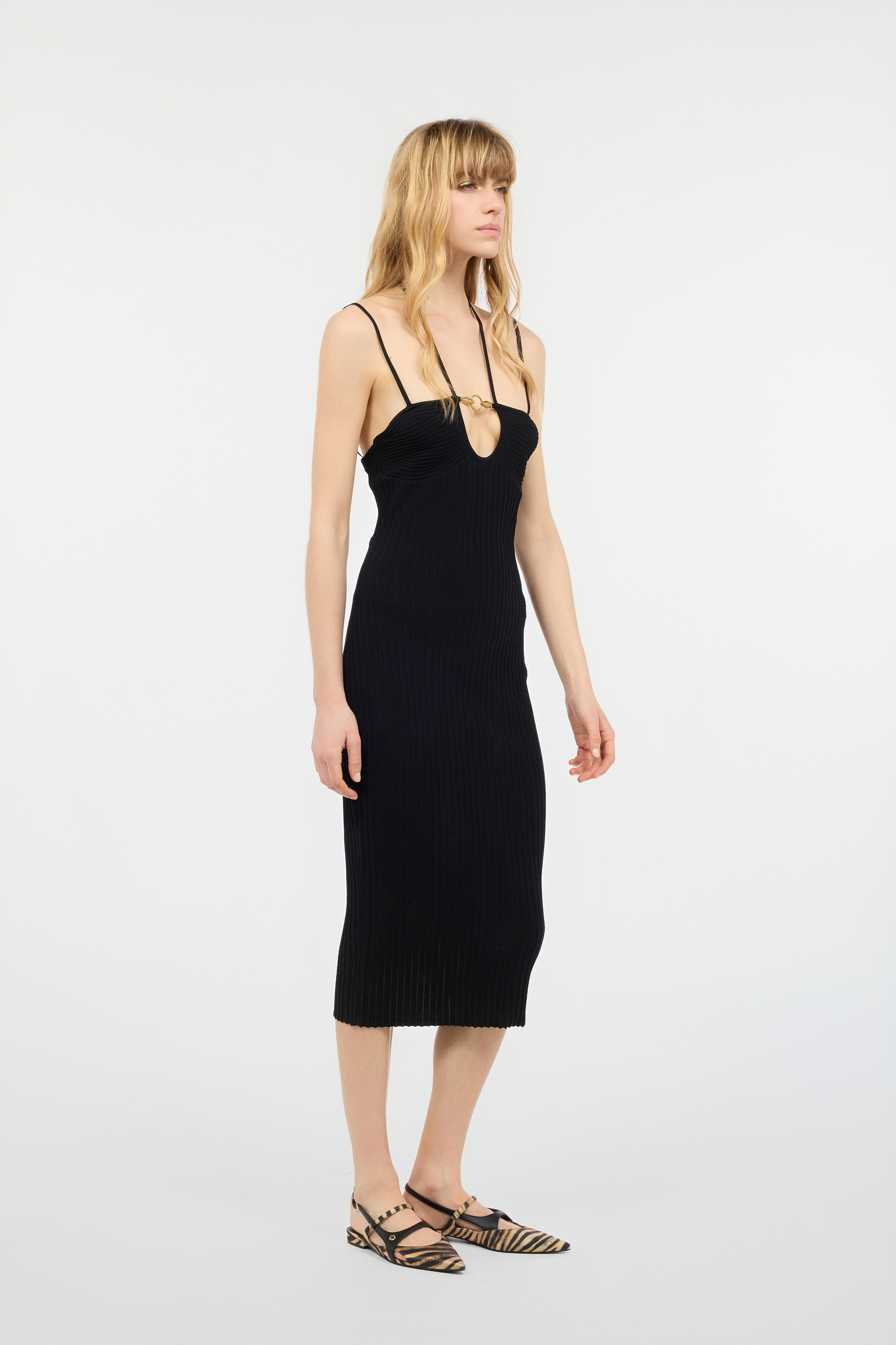 Rib-Knit Midi Dress