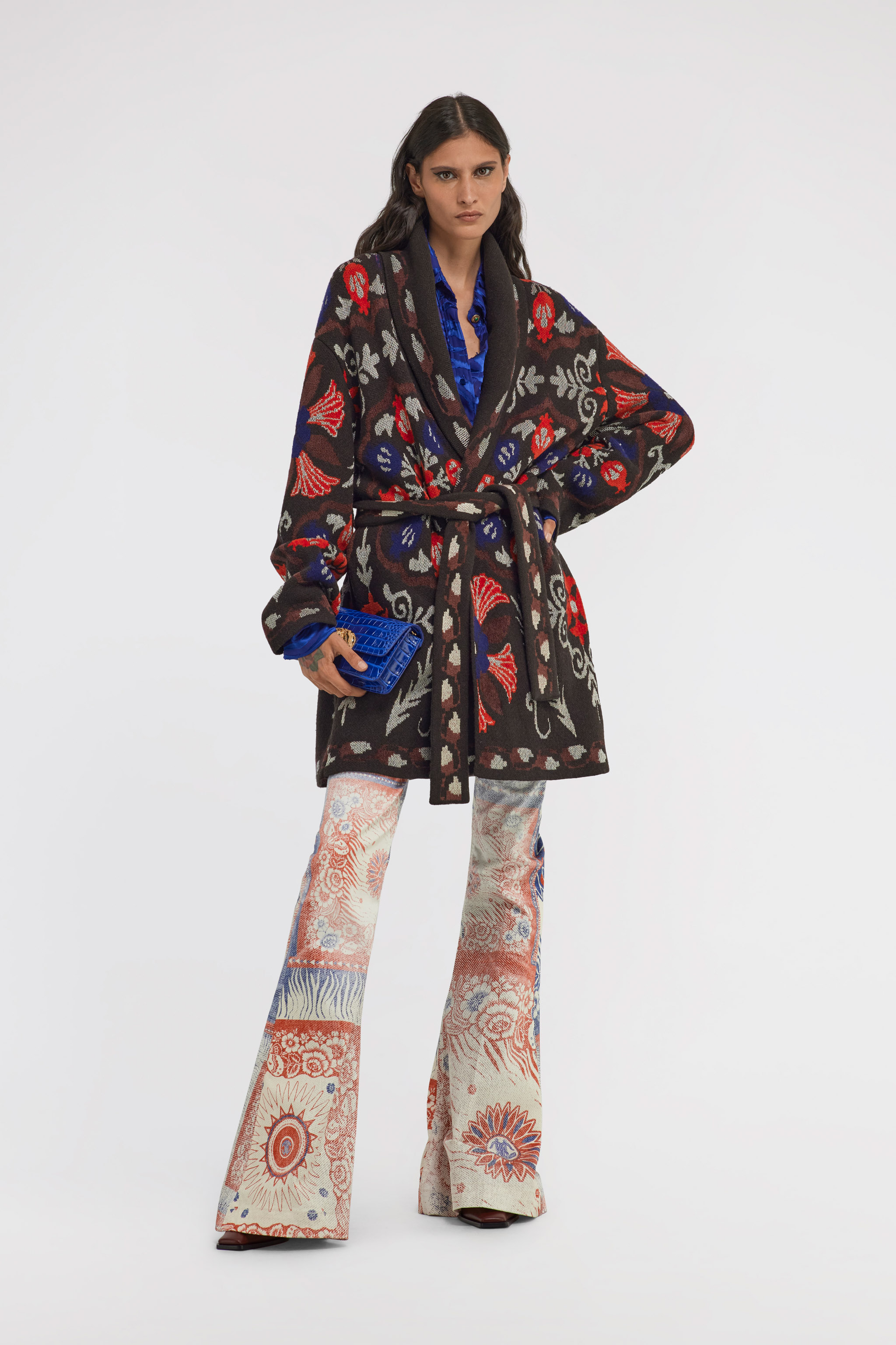 Roberto Cavalli Sheer Zebra Shirt In Blue