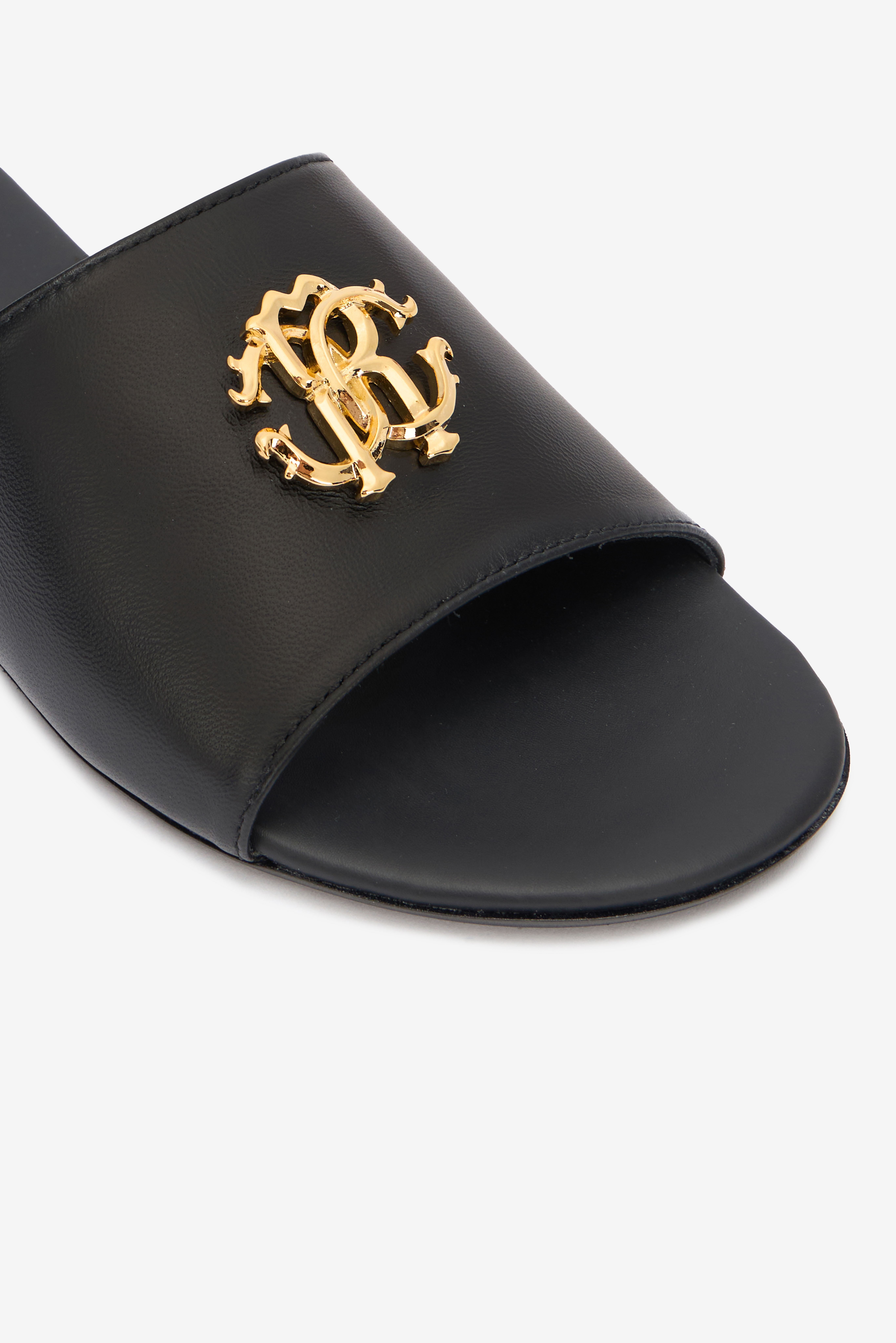 Roberto Cavalli Black Sandal With Monogram Rc In Black