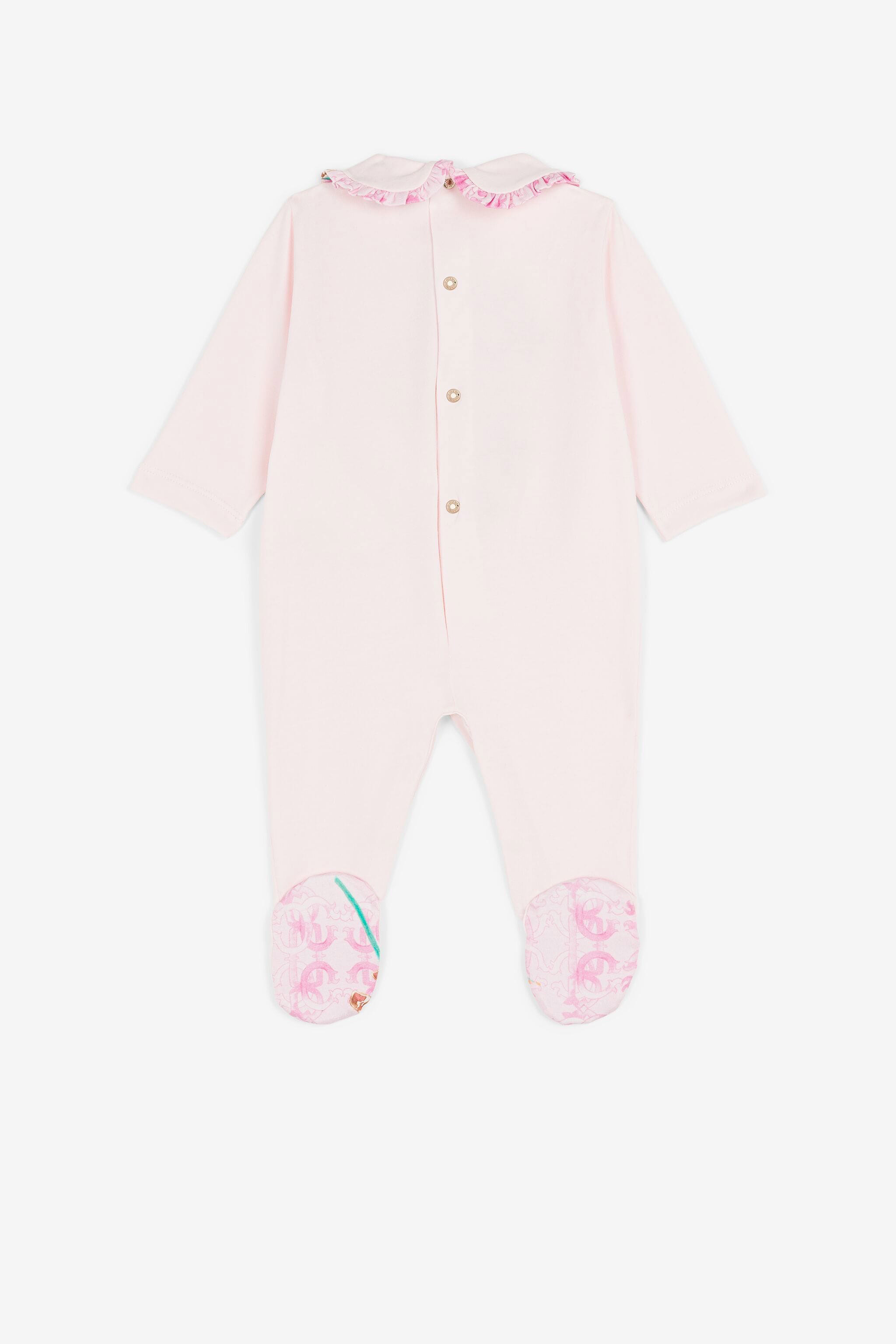 Roberto Cavalli Floral-embroidered Babygrow Set In Pink