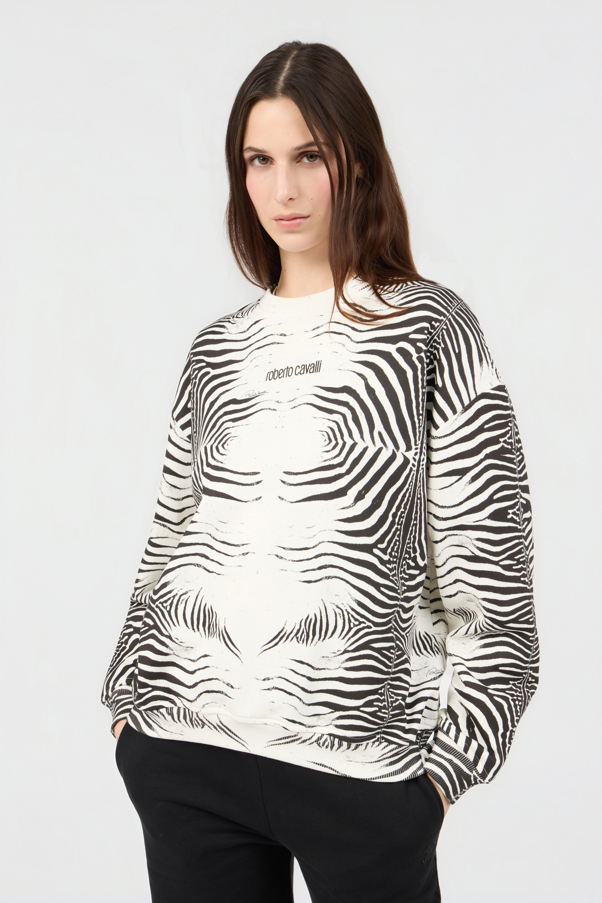 Roberto Cavalli Zebra Print Sweatshirt In Multi