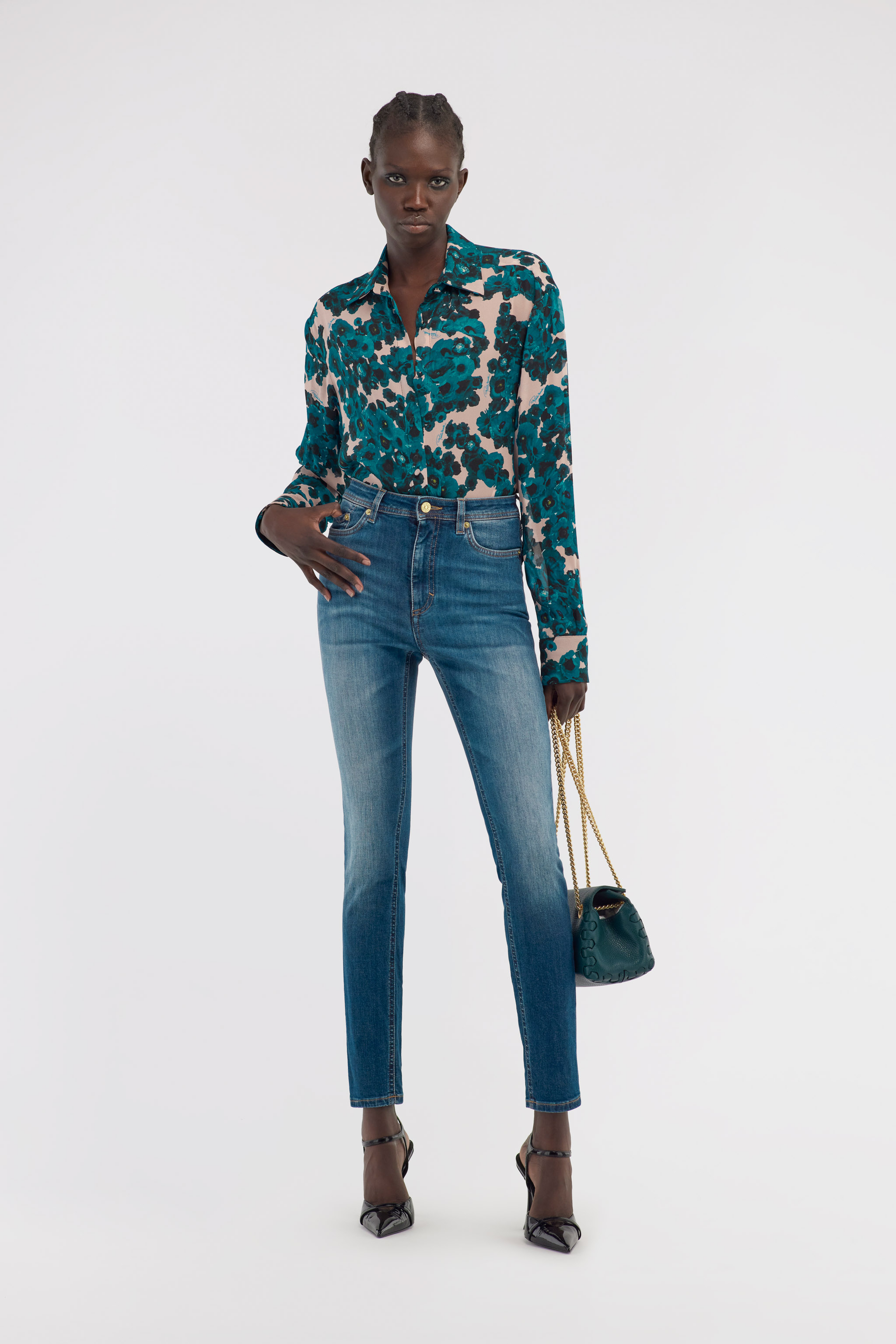 Roberto Cavalli Skinny Jeans With Rc In Dark Blue