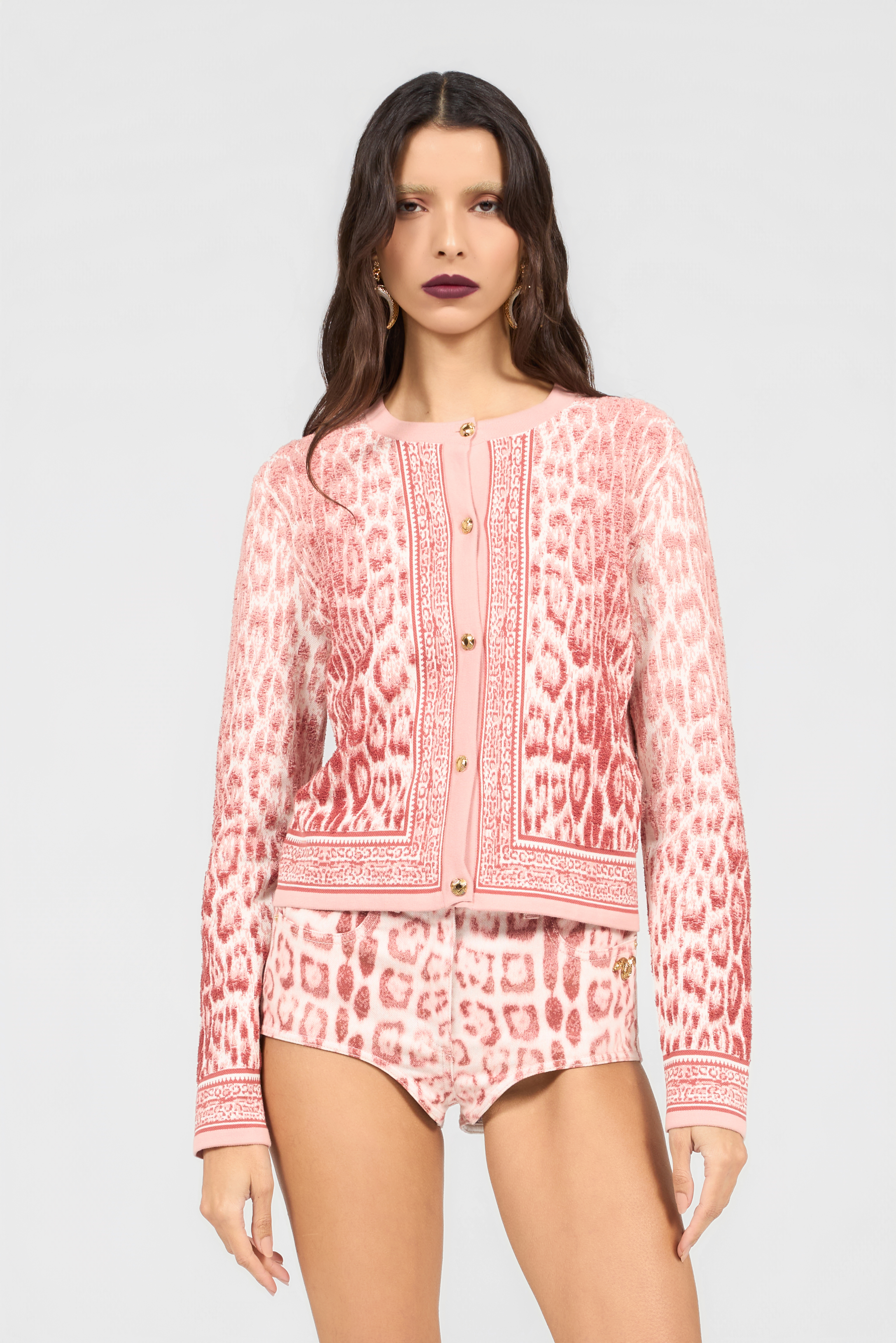 Roberto Cavalli Jaguar Pink Cardigan | Thumbnail 2 Roberto Cavalli Jaguar Pink Cardigan | Thumbnail 2