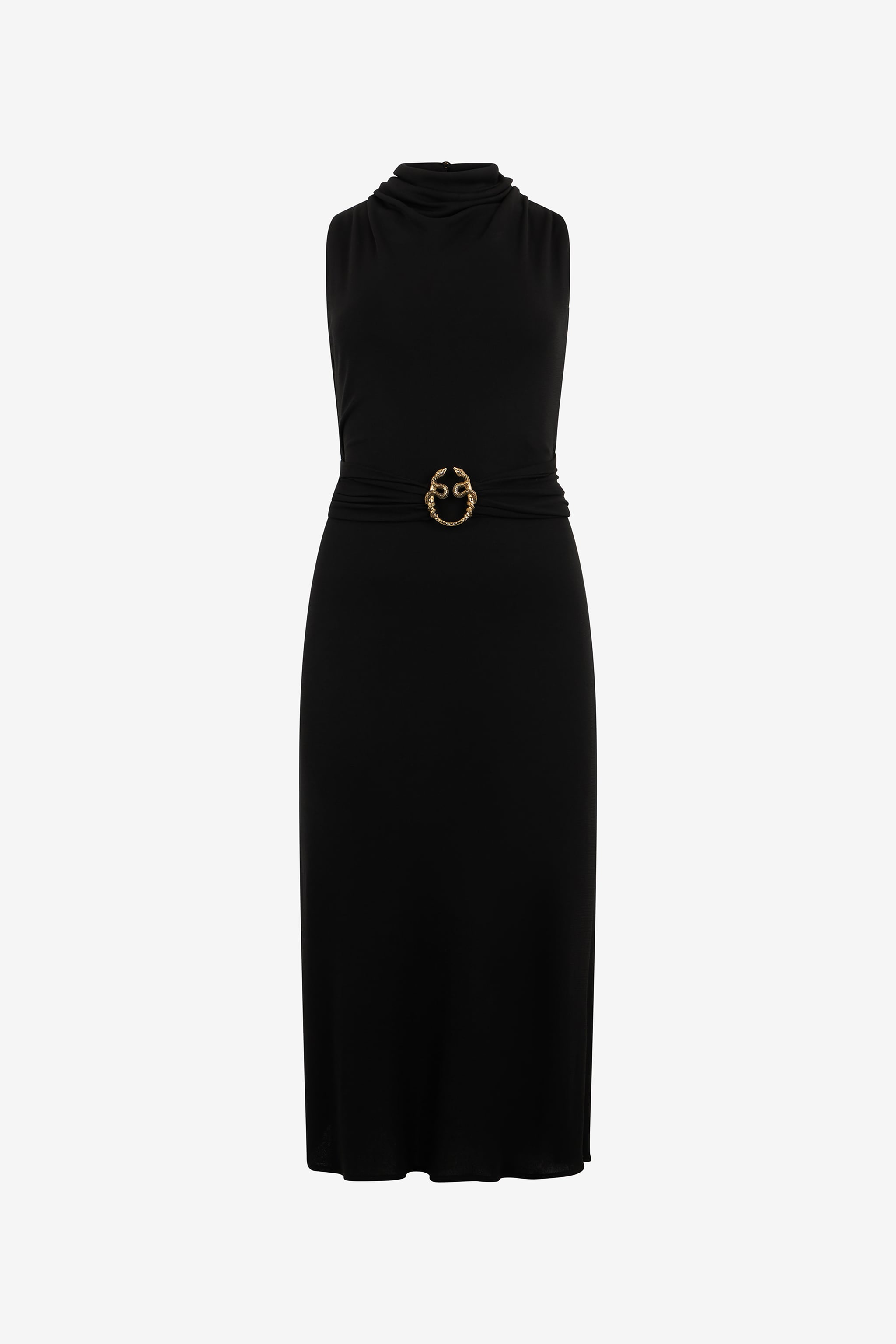 Roberto Cavalli Women's Black Midi Dress With Snake Detail - Dresses
