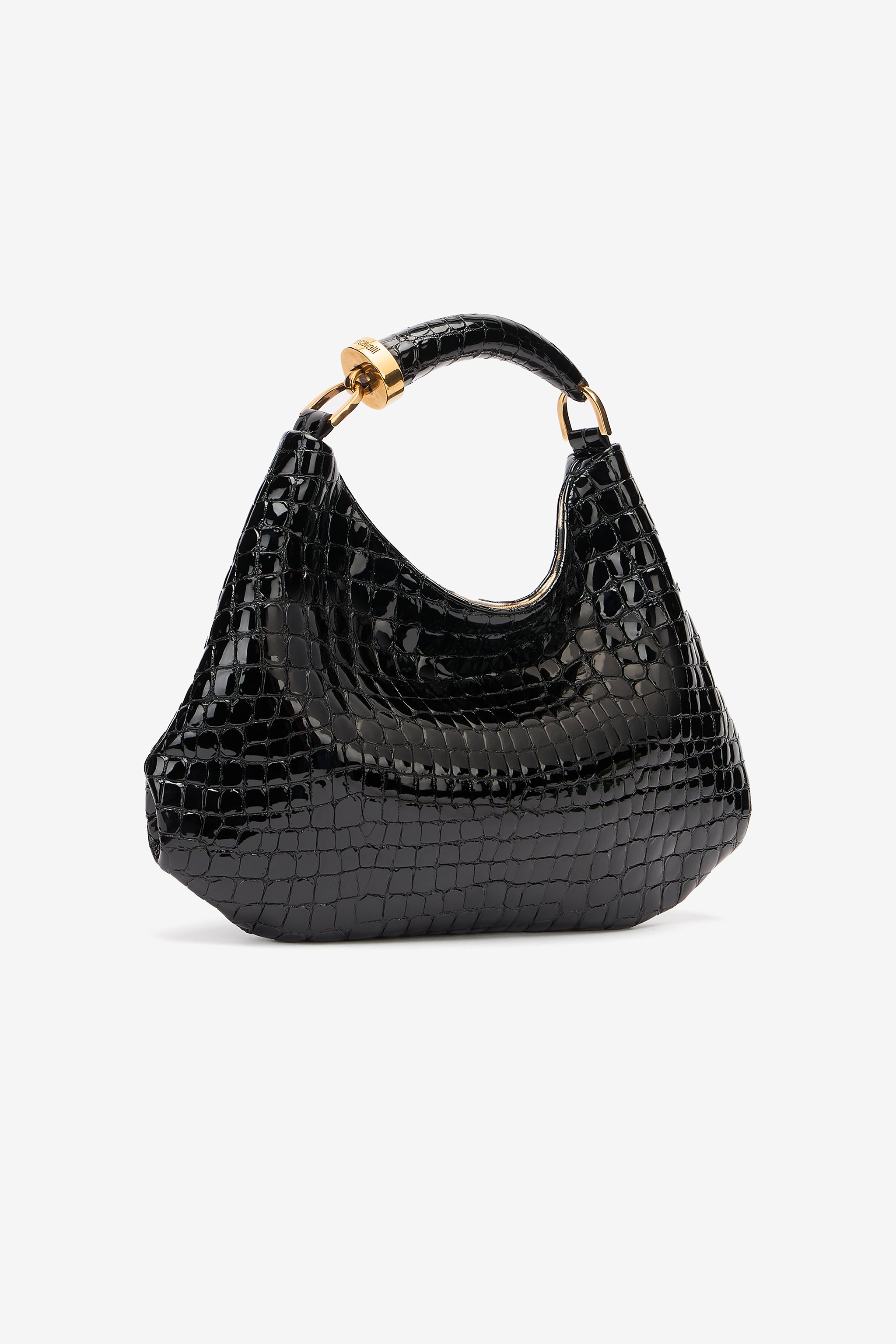Roberto Cavalli Hobo Bag With Crocodile Print In Black