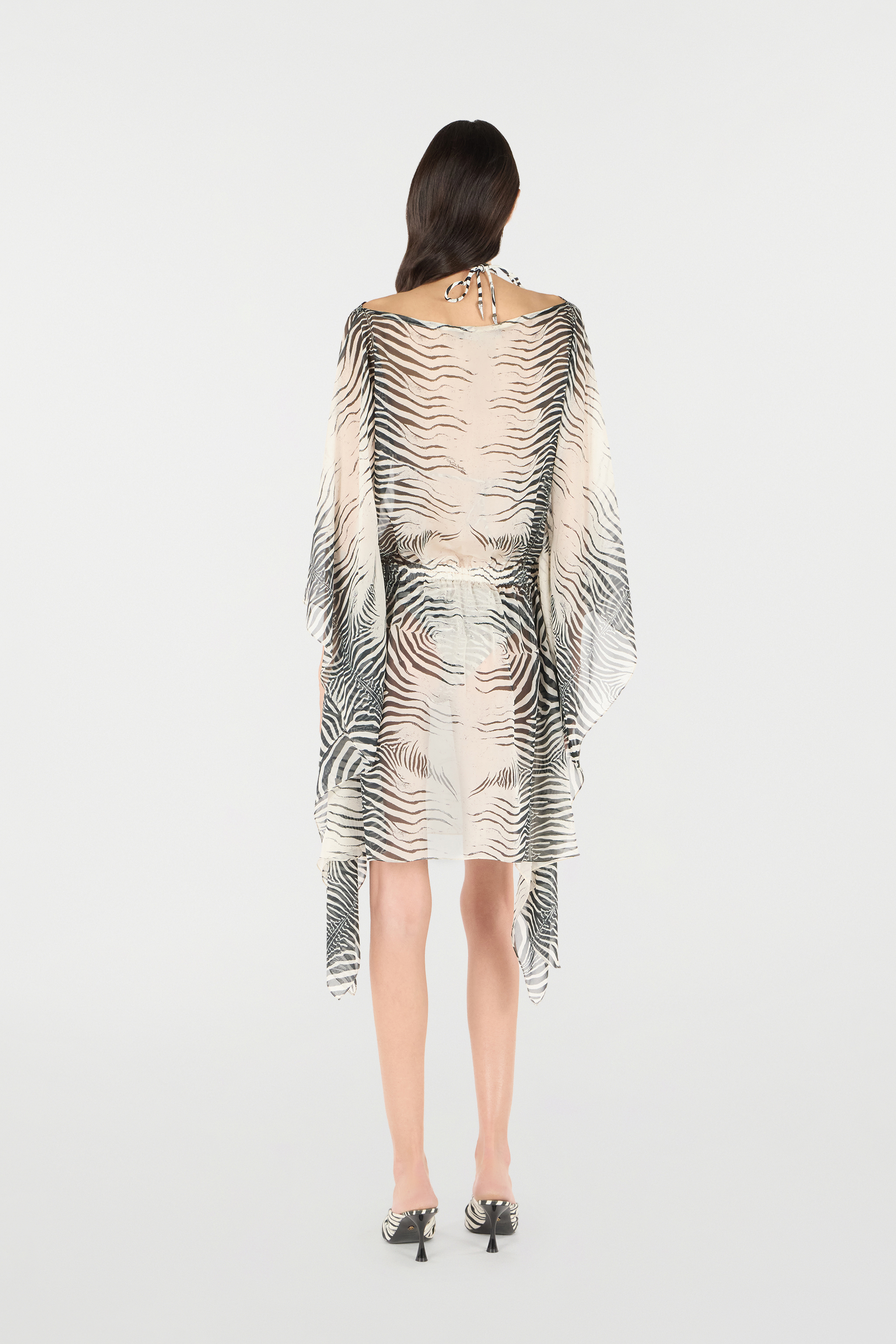 Roberto Cavalli Kleid Mit Zebra-print In Black/white