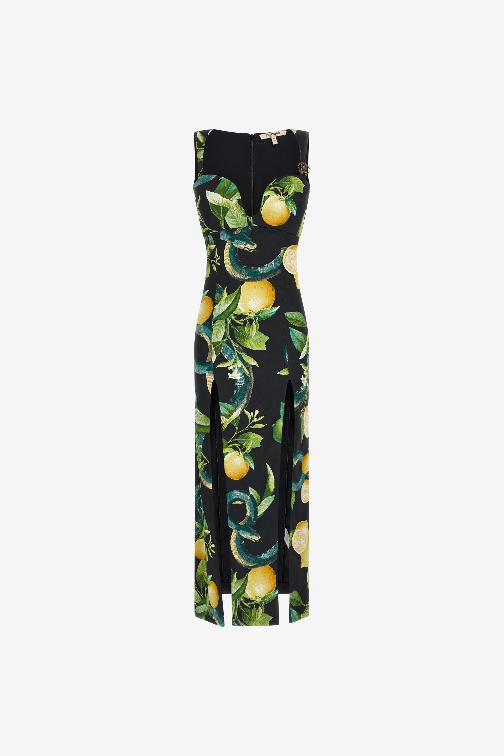 ROBERTO CAVALLI MIDI DRESS WITH LEMON PRINT