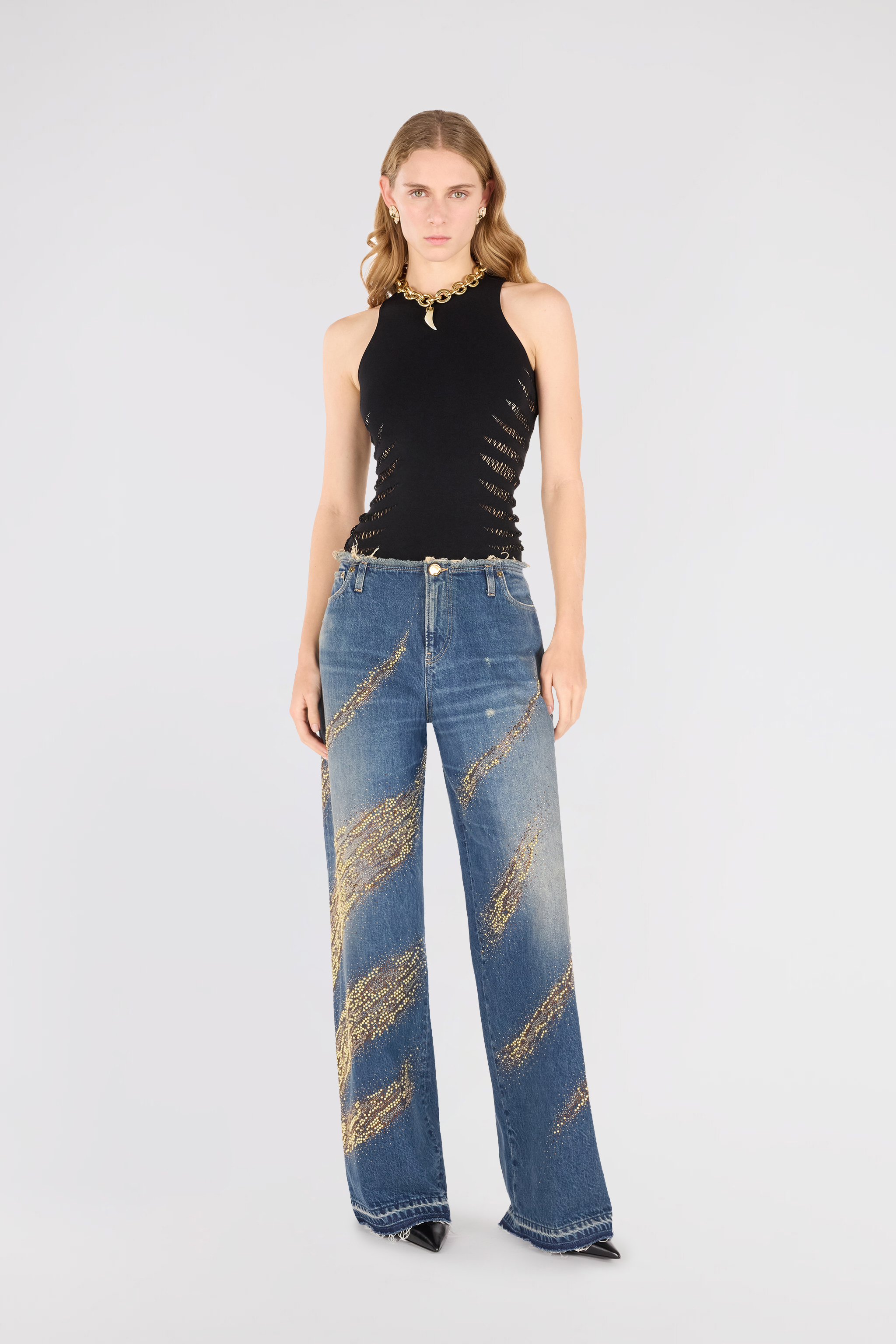 Shop Roberto Cavalli Tanktop Mit Perforiertem Motiv Zebra In Black