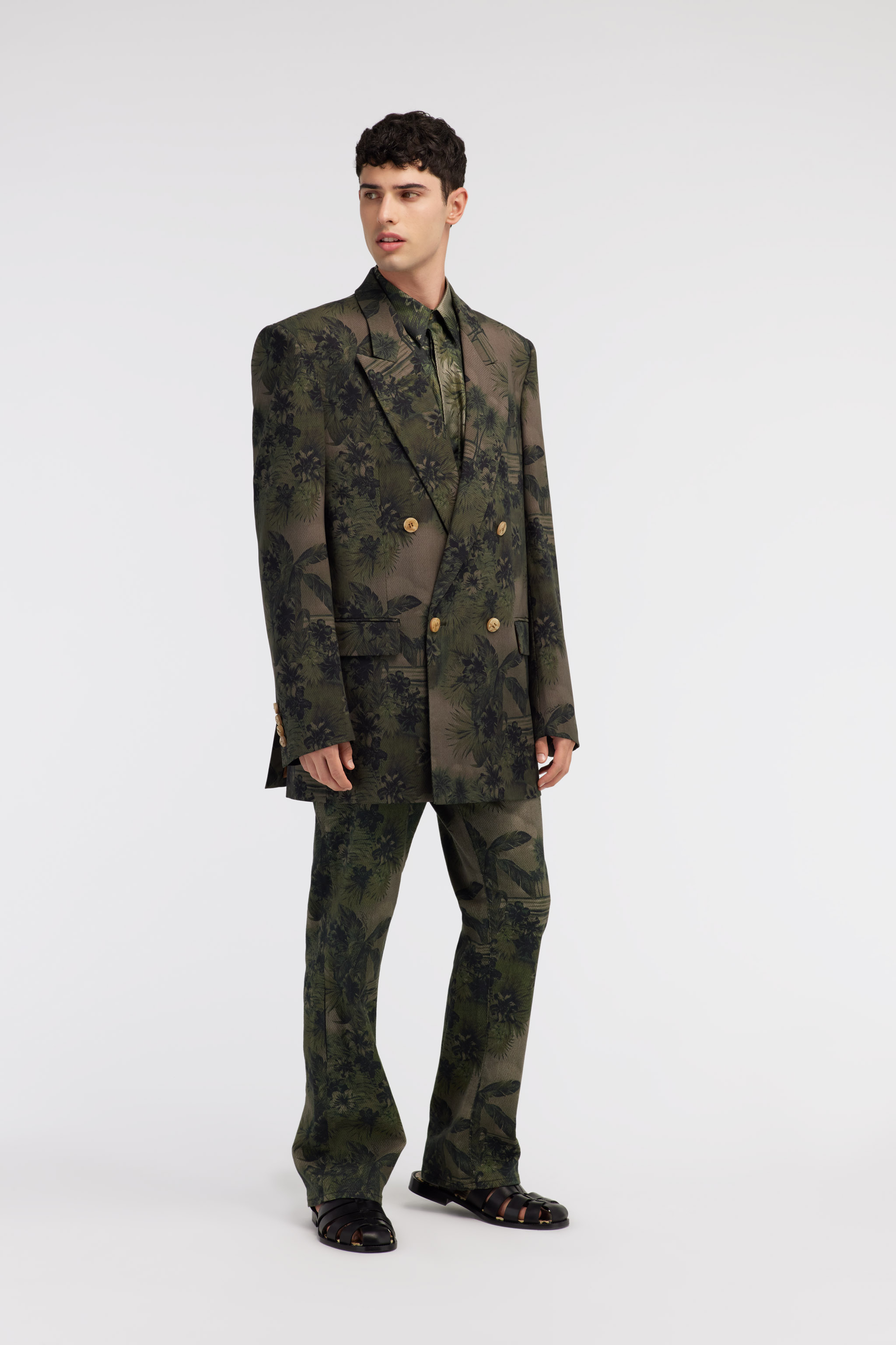 Shop Roberto Cavalli Blazer With Hawaii Green Print In Dark Green