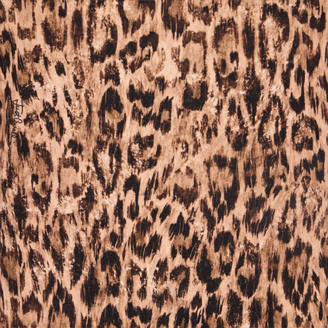 Roberto Cavalli Leopard Skin Print T-shirt With Logo In Animal Print
