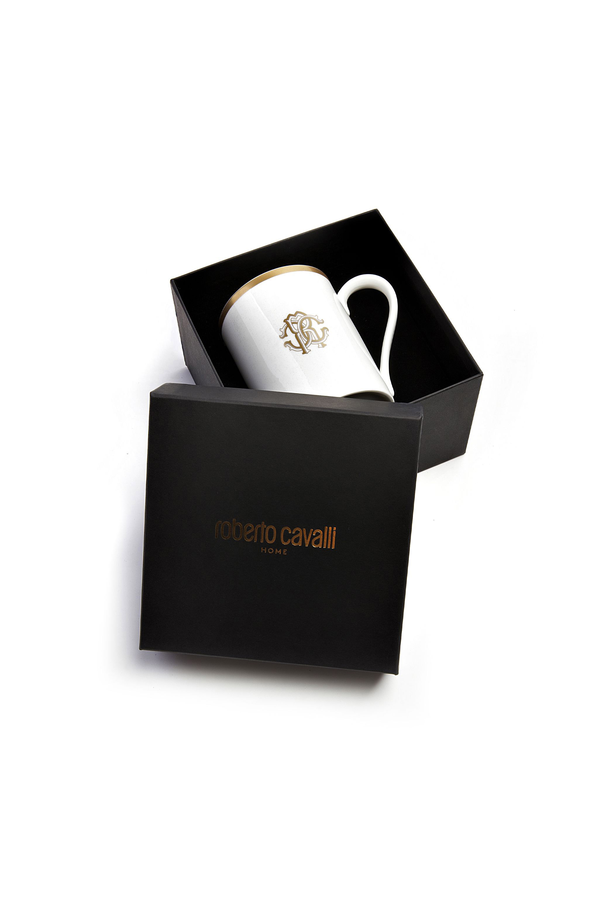 Roberto Cavalli Mug Silk Gold Collection In White