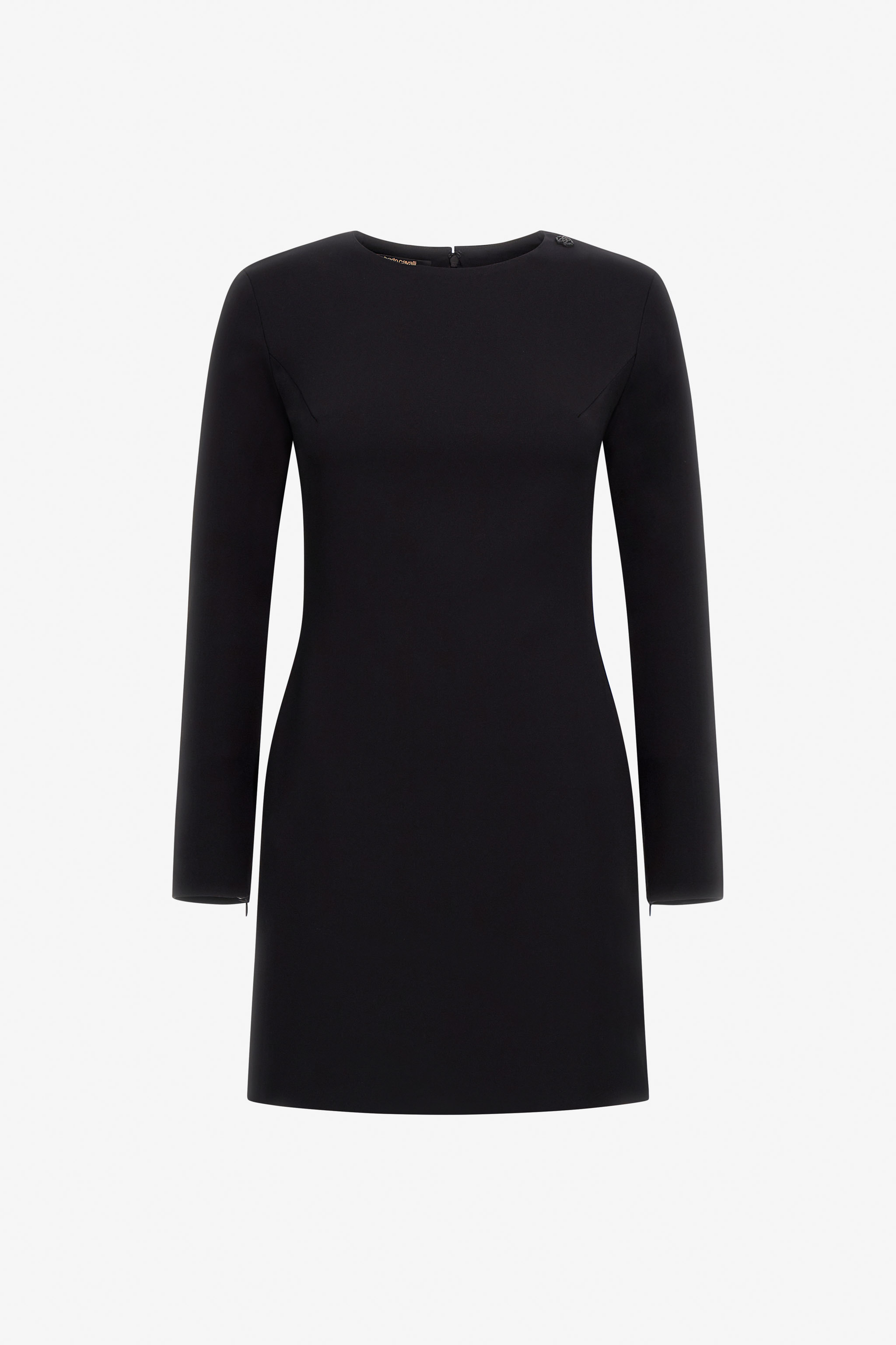 Roberto Cavalli Long-sleeve Dress With Rc In Black