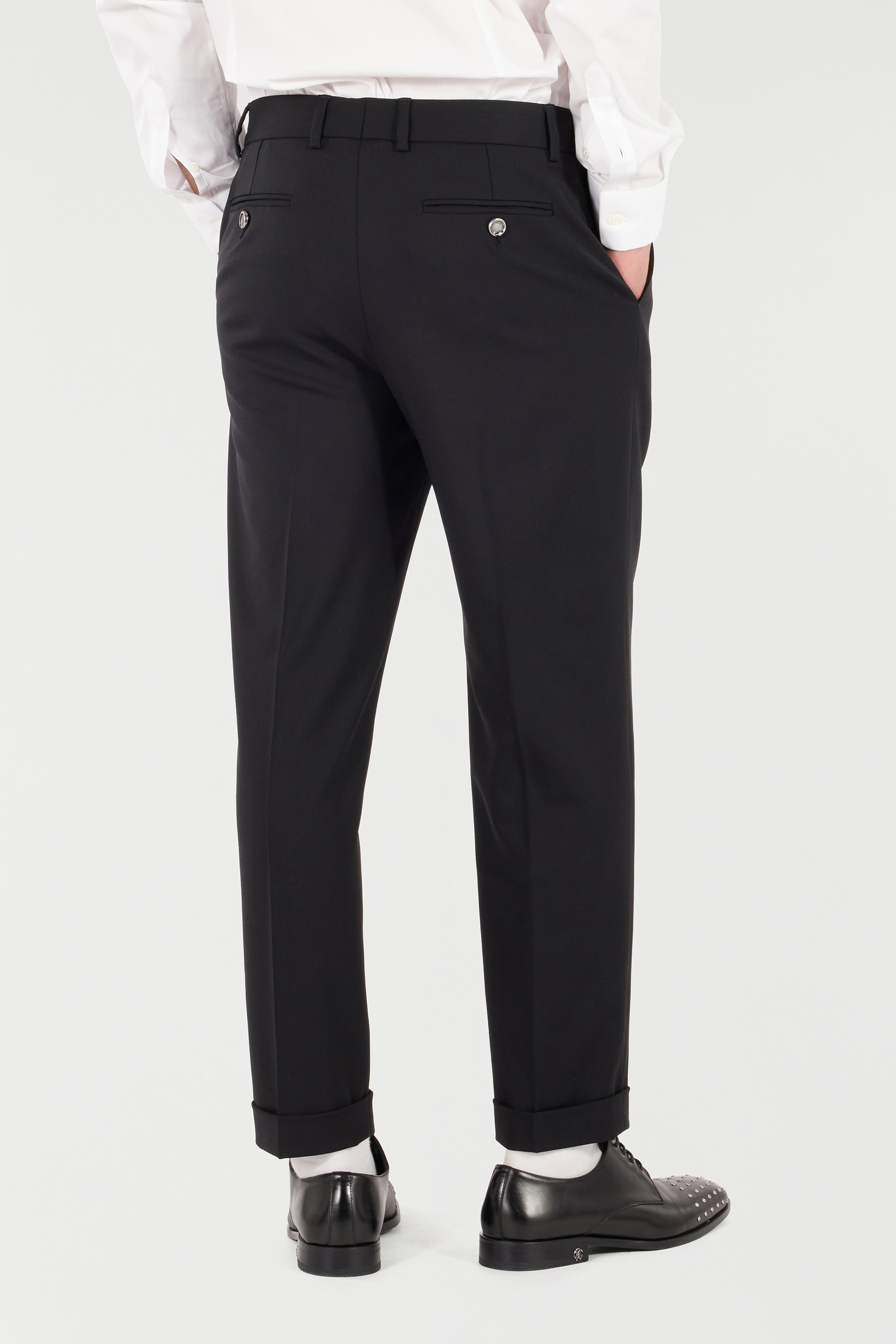 Roberto Cavalli Stretch Wool Pants In Black