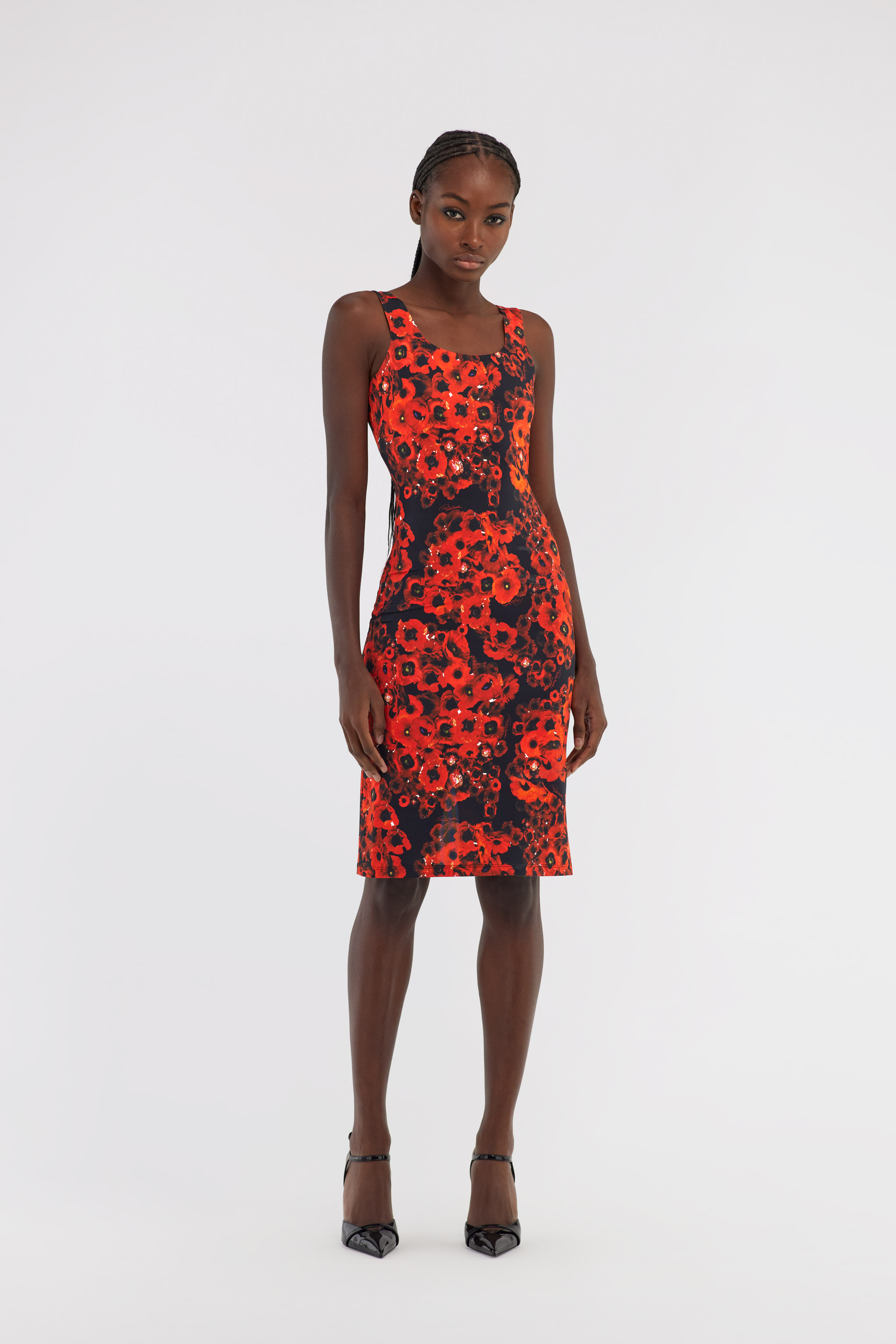 Roberto Cavalli Dress With Rc Print In Red