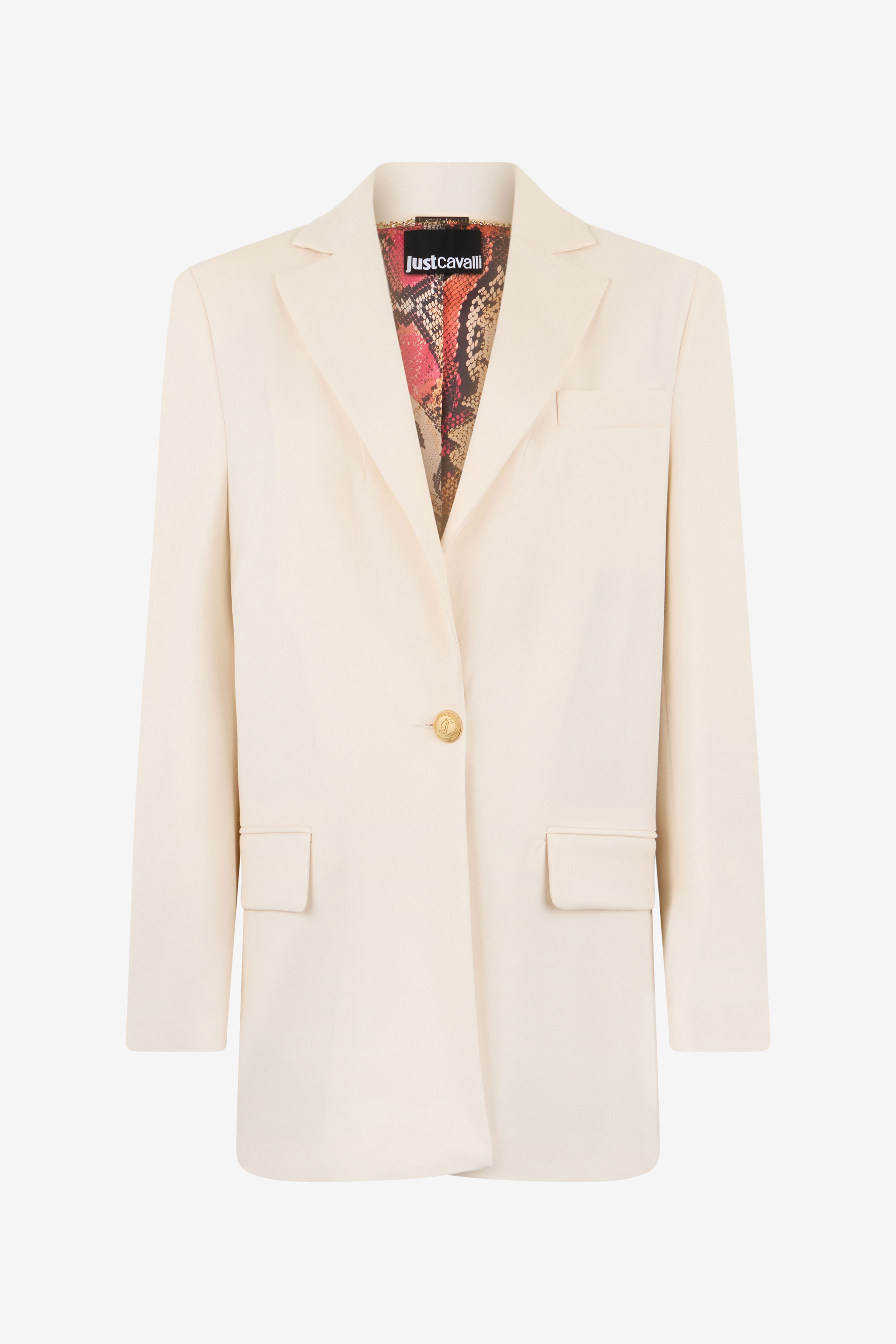 Cream Blazer With Logo Detail