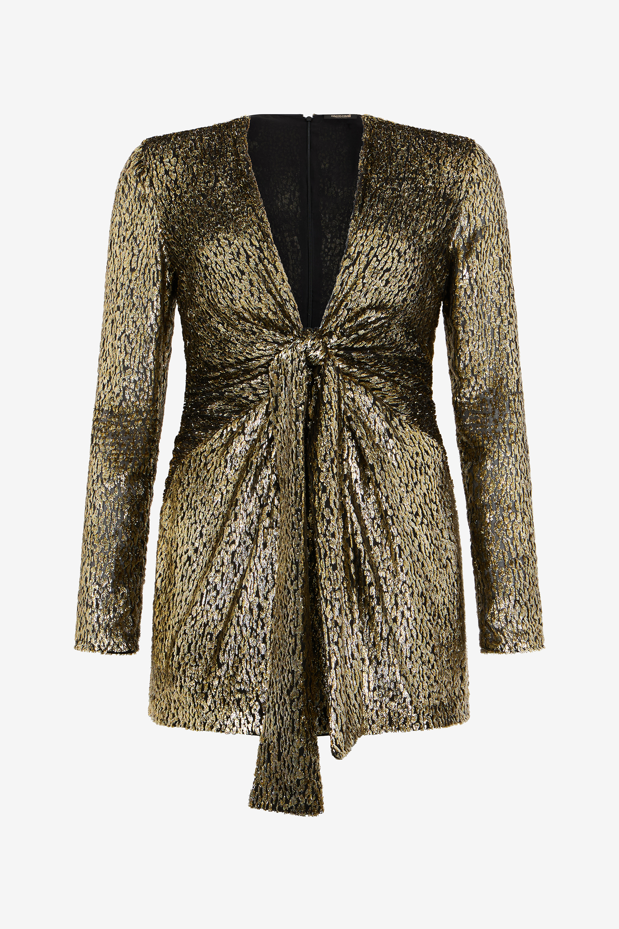Roberto Cavalli Women's Light/Gold Dress With Fil Coupé Leopard Print - Dresses