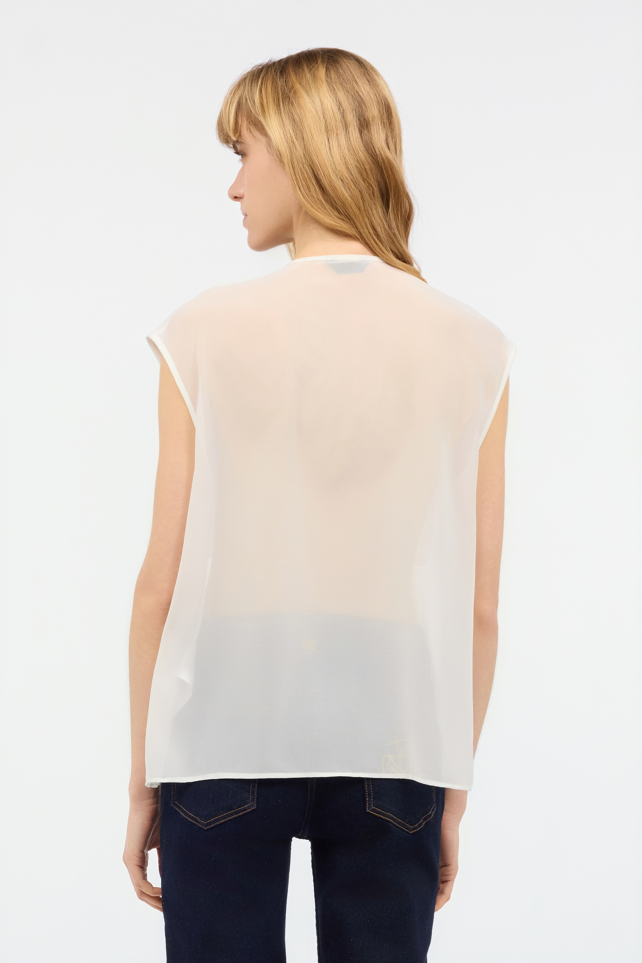 Roberto Cavalli See-through Sleeveless Top In White