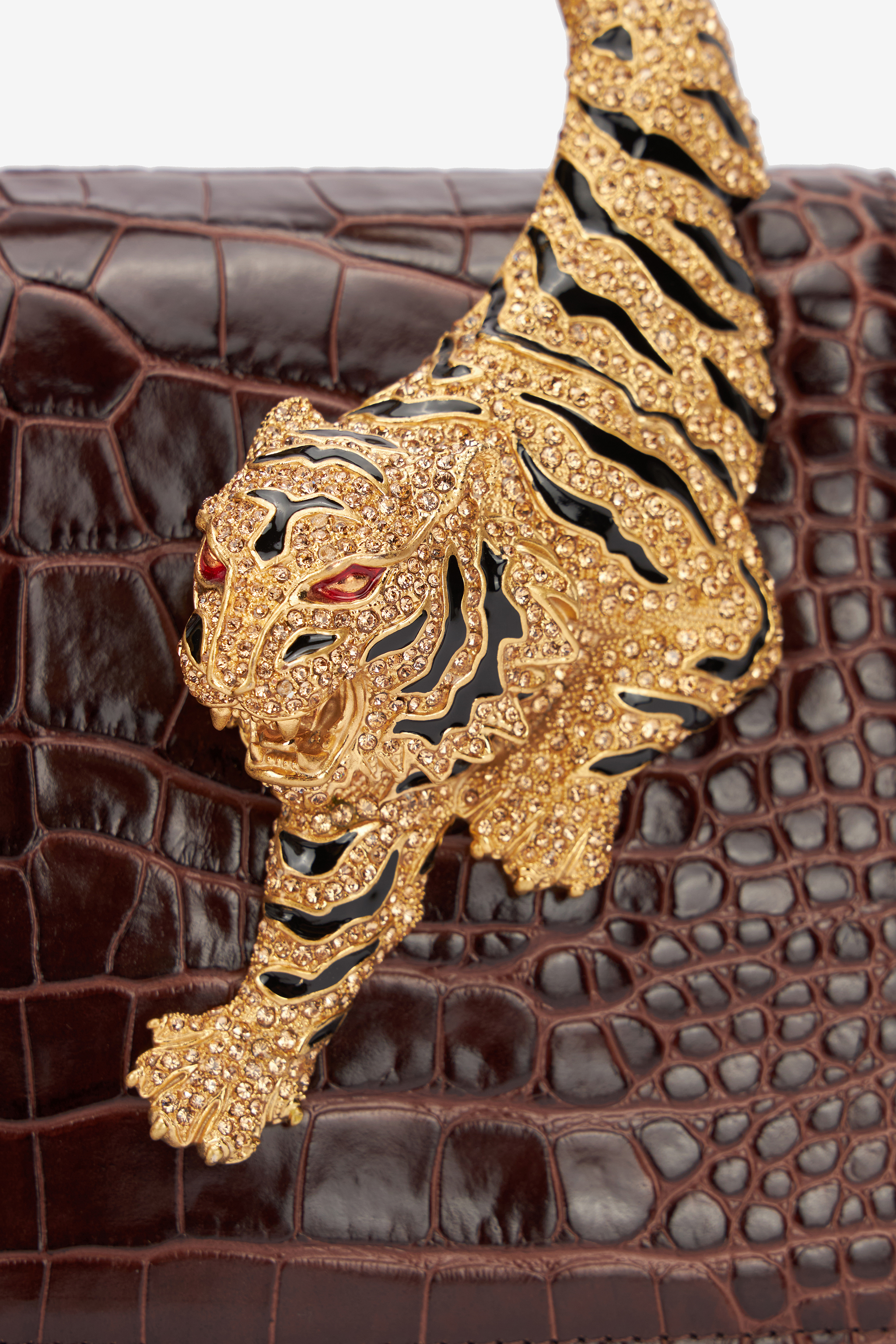 Roberto Cavalli Large Roar Bag In Dark Brown