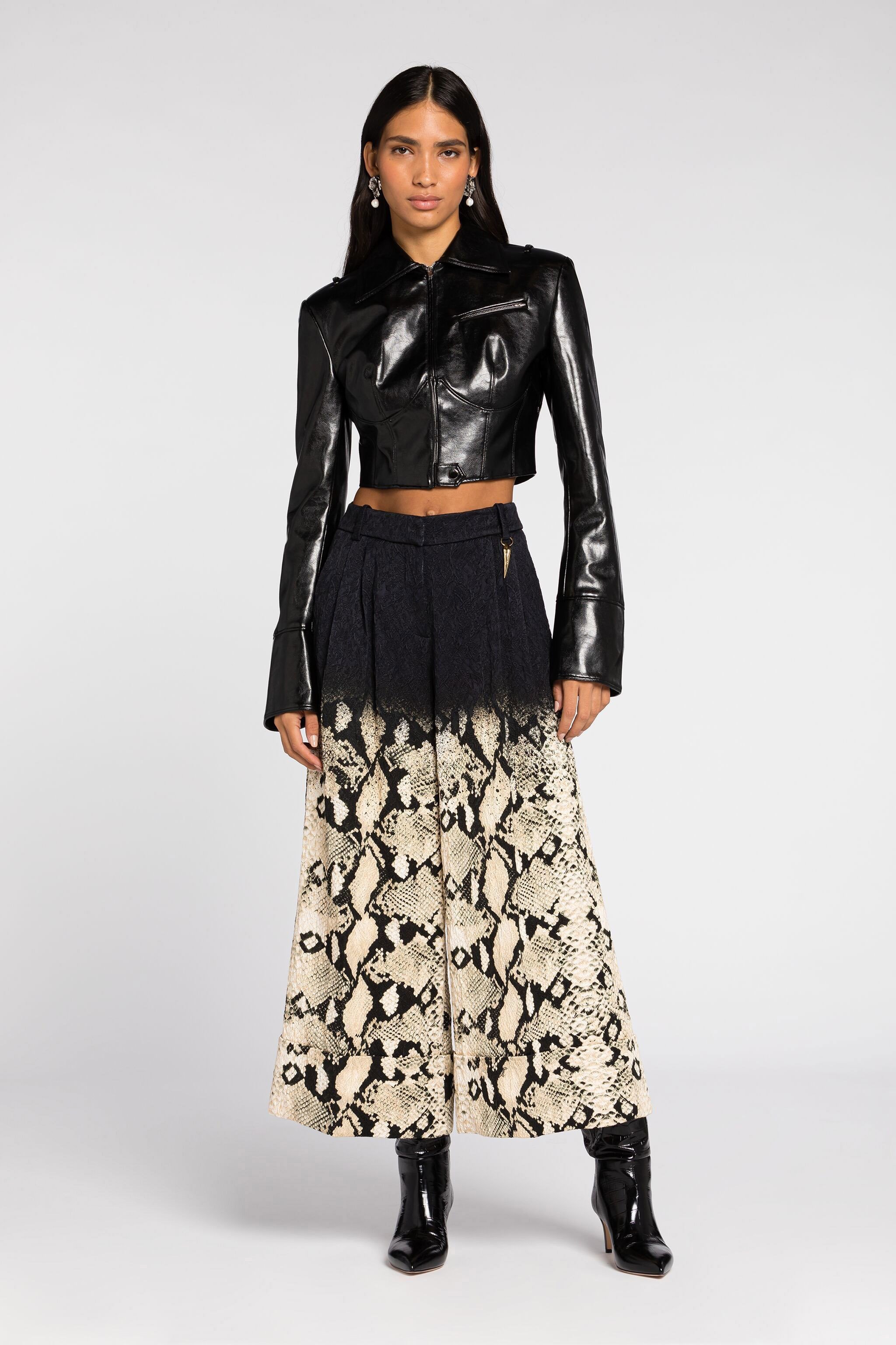 Roberto Cavalli Python-print Wide-leg Trousers In Light Brown