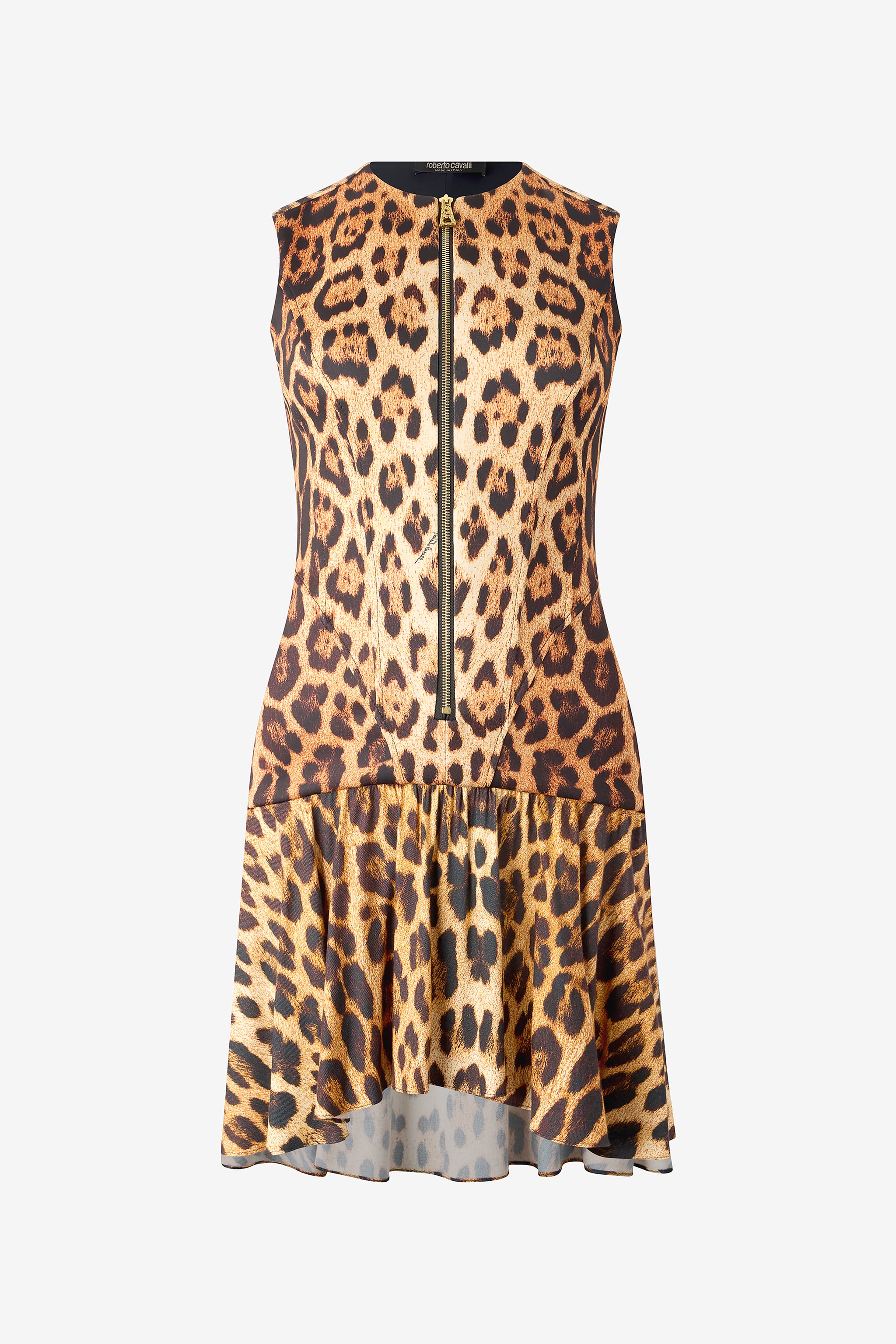 Roberto Cavalli Women's Brown Mini Dress With All-Over Jaguar Skin Print