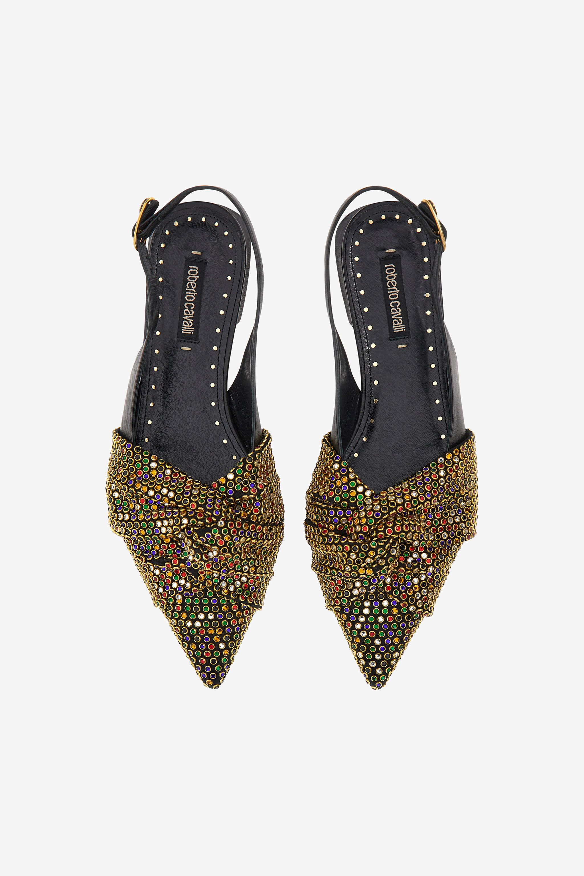 Roberto Cavalli Le Pettegole Slingback With Cristals In Light Brown