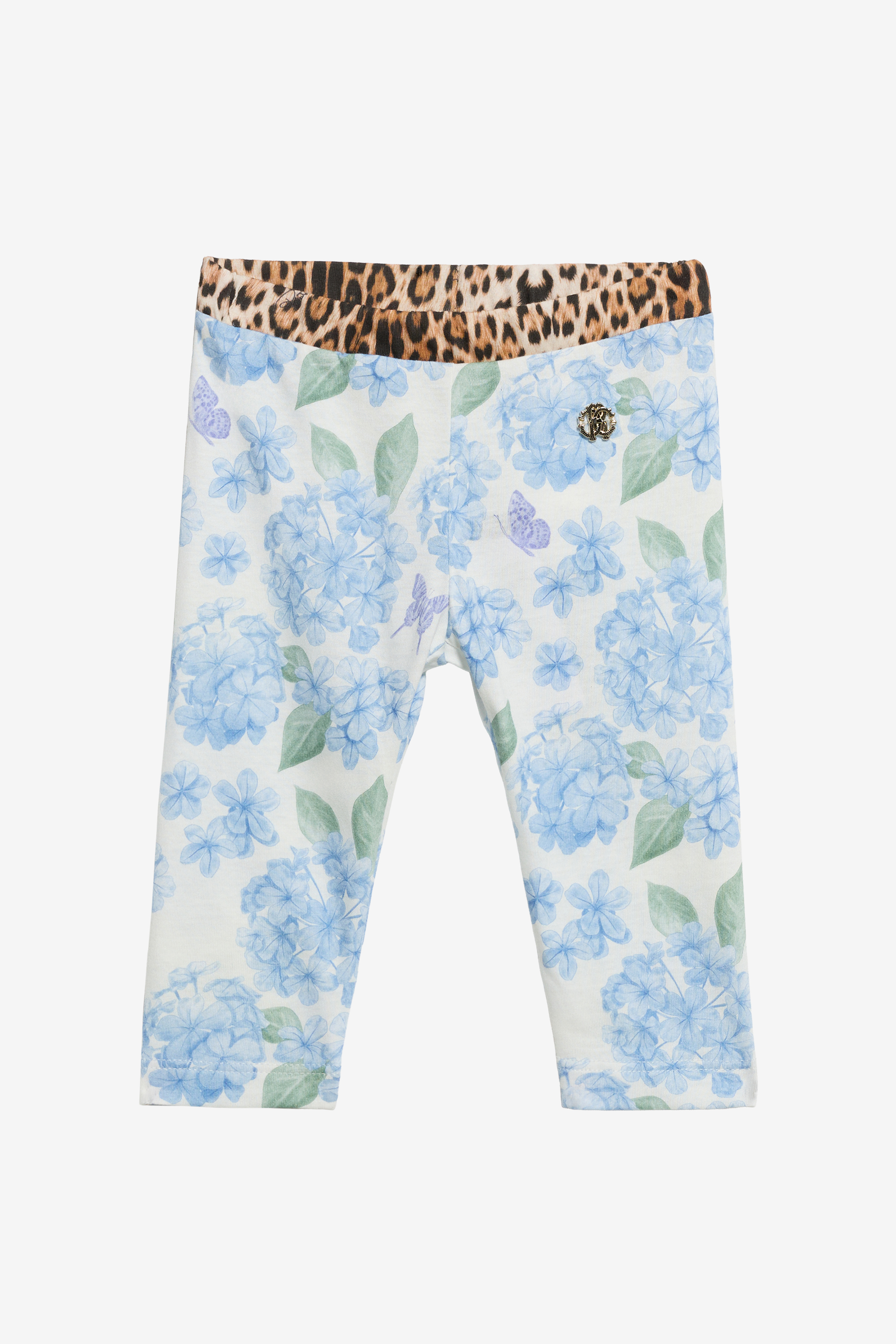 Roberto Cavalli Girls White/Blue Leggings With New Heritage Print - Ready To Wear