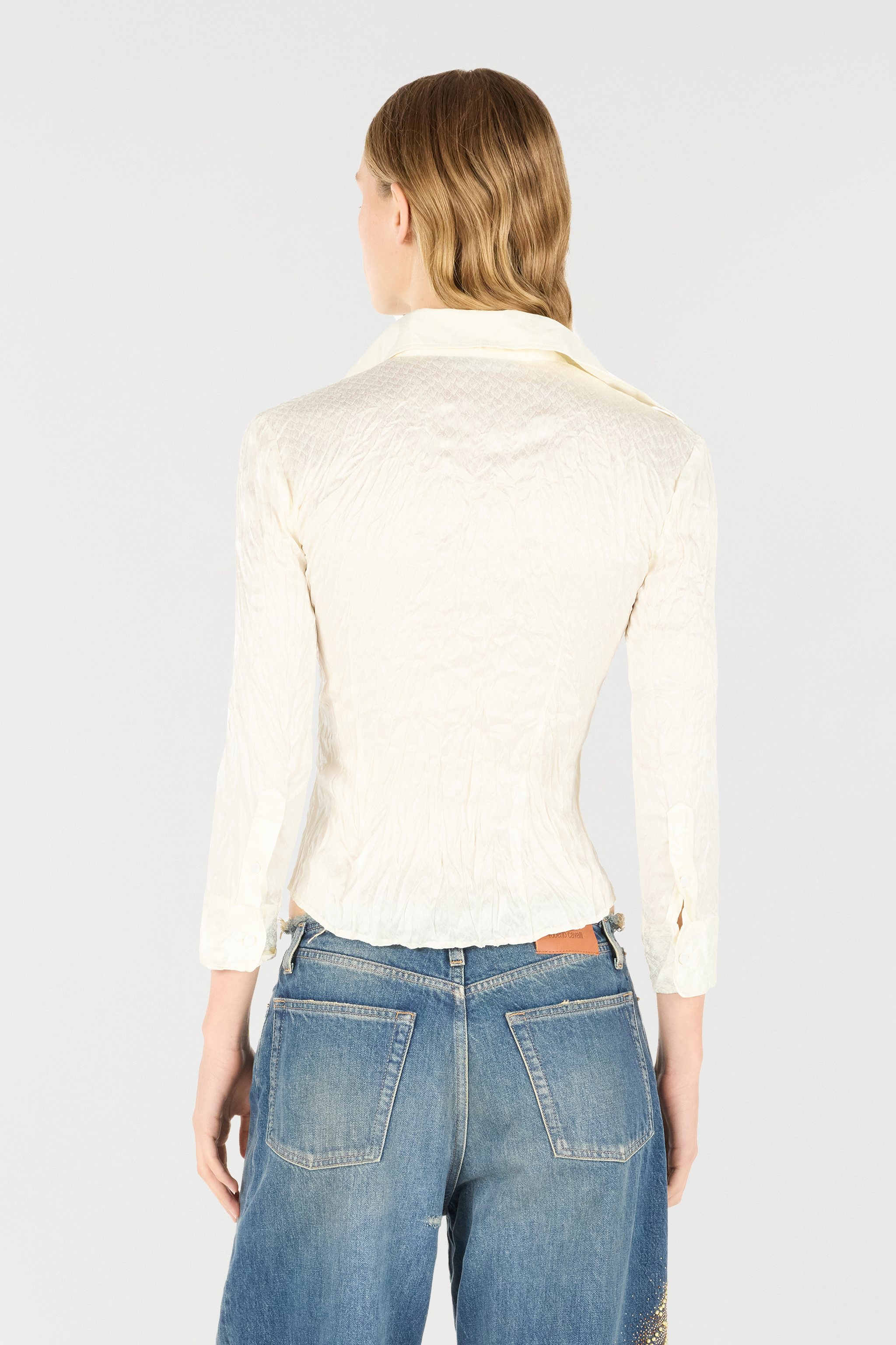 Roberto Cavalli Python-print Shirt In Ivory