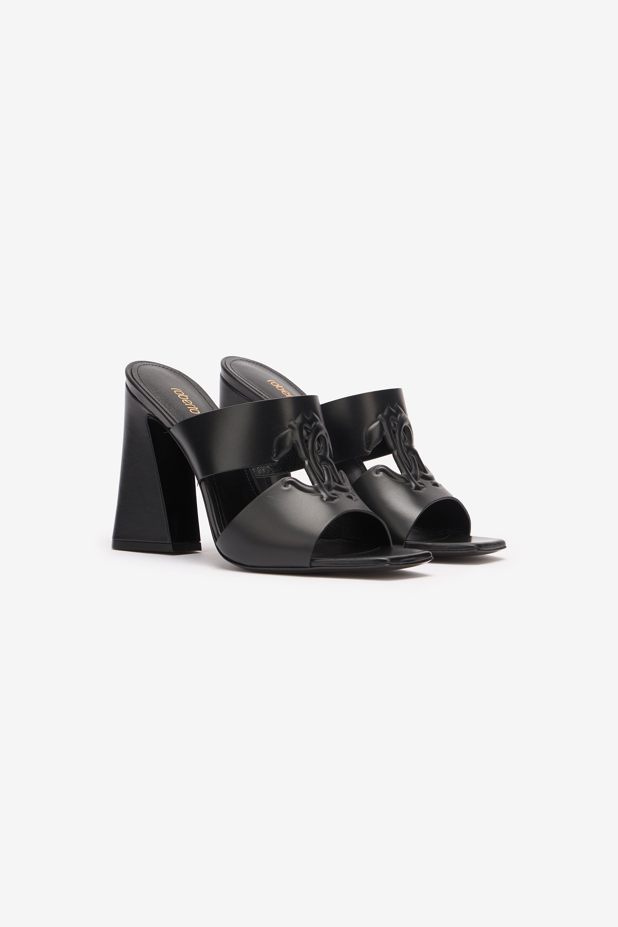 Roberto Cavalli Mules With Chunky Heel In Black