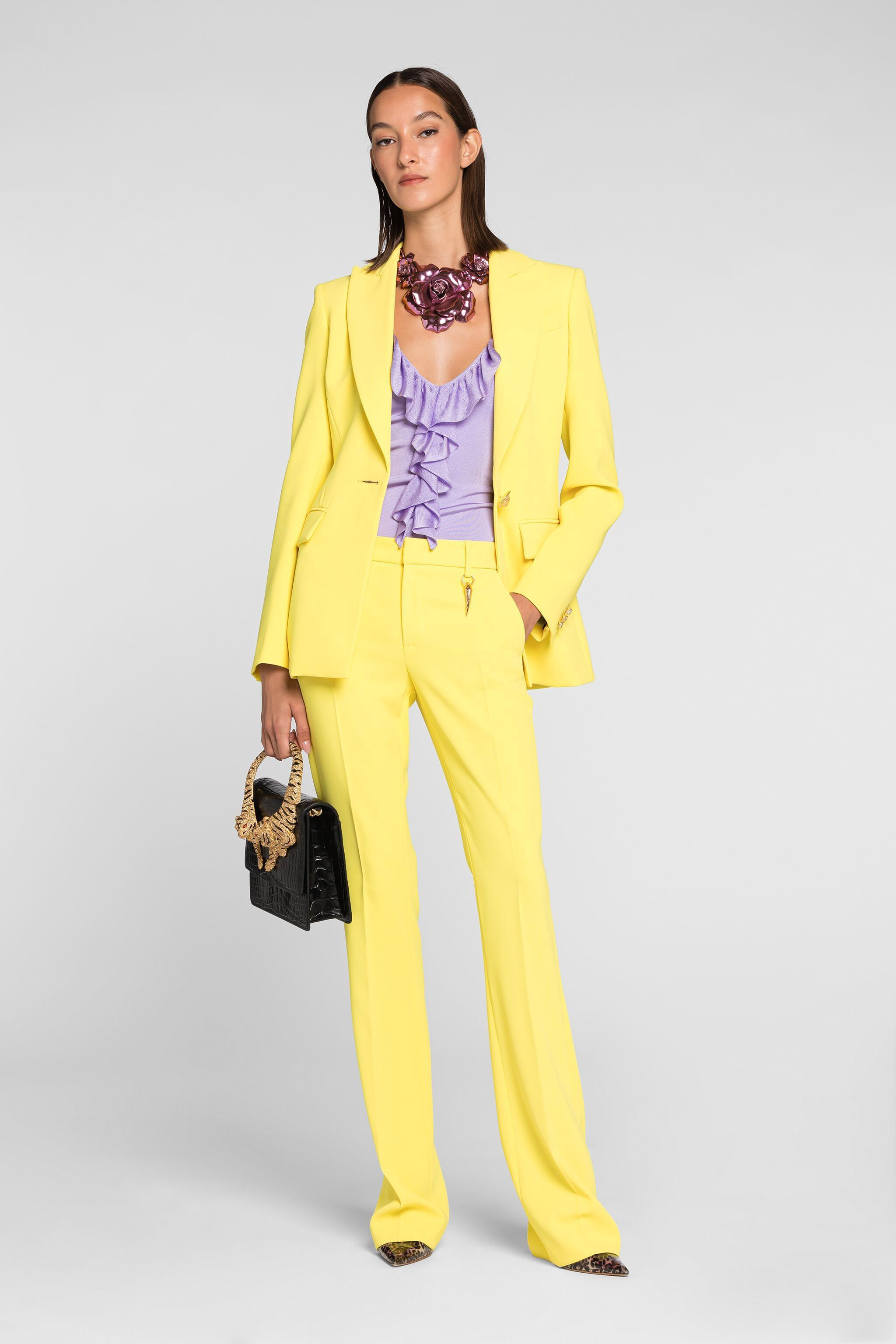 Roberto Cavalli Ruffle-detailed Vest Top In Purple