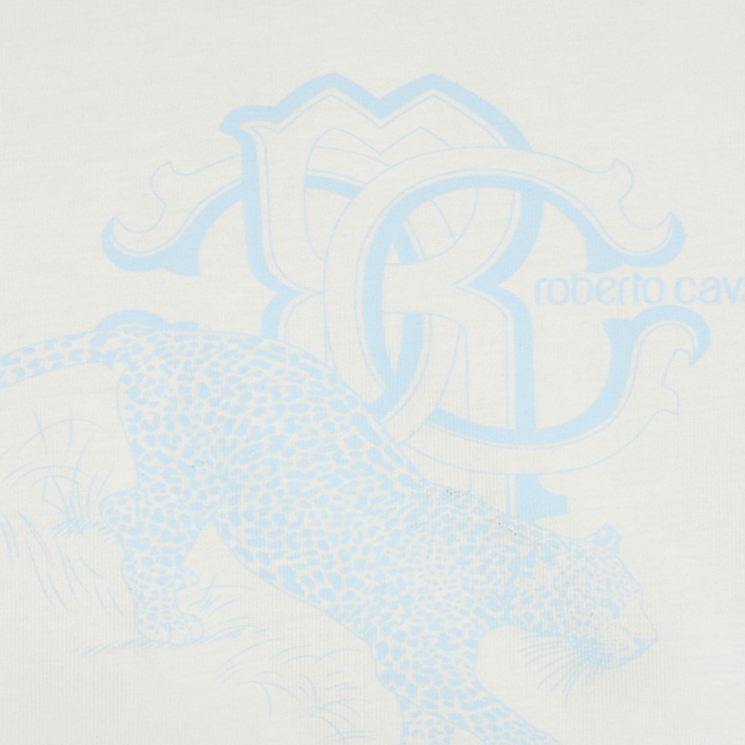 Roberto Cavalli Milk White T-shirt With Jaguar Print In Neutral
