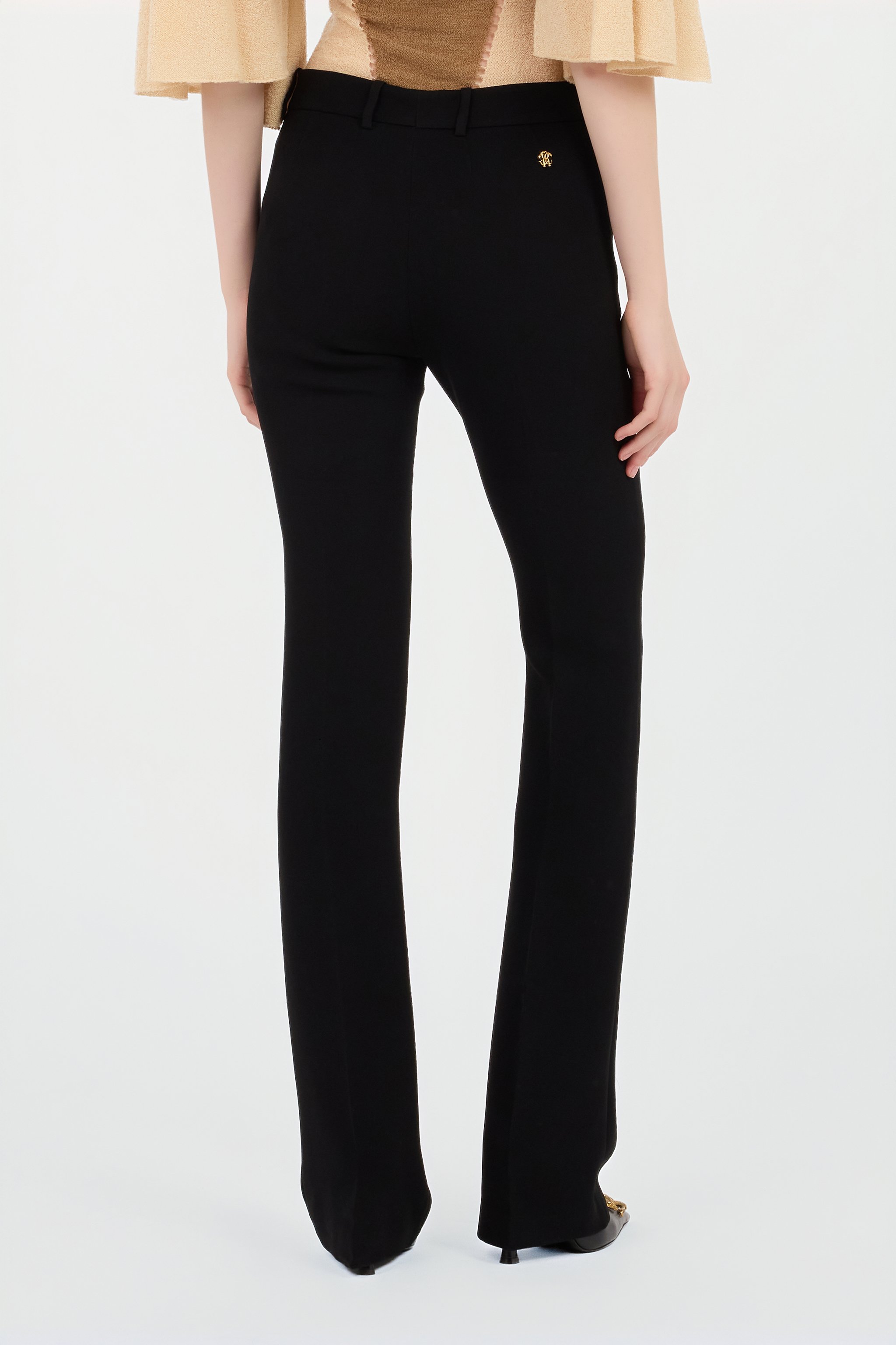 Black Flared Trousers With Rc Monogram