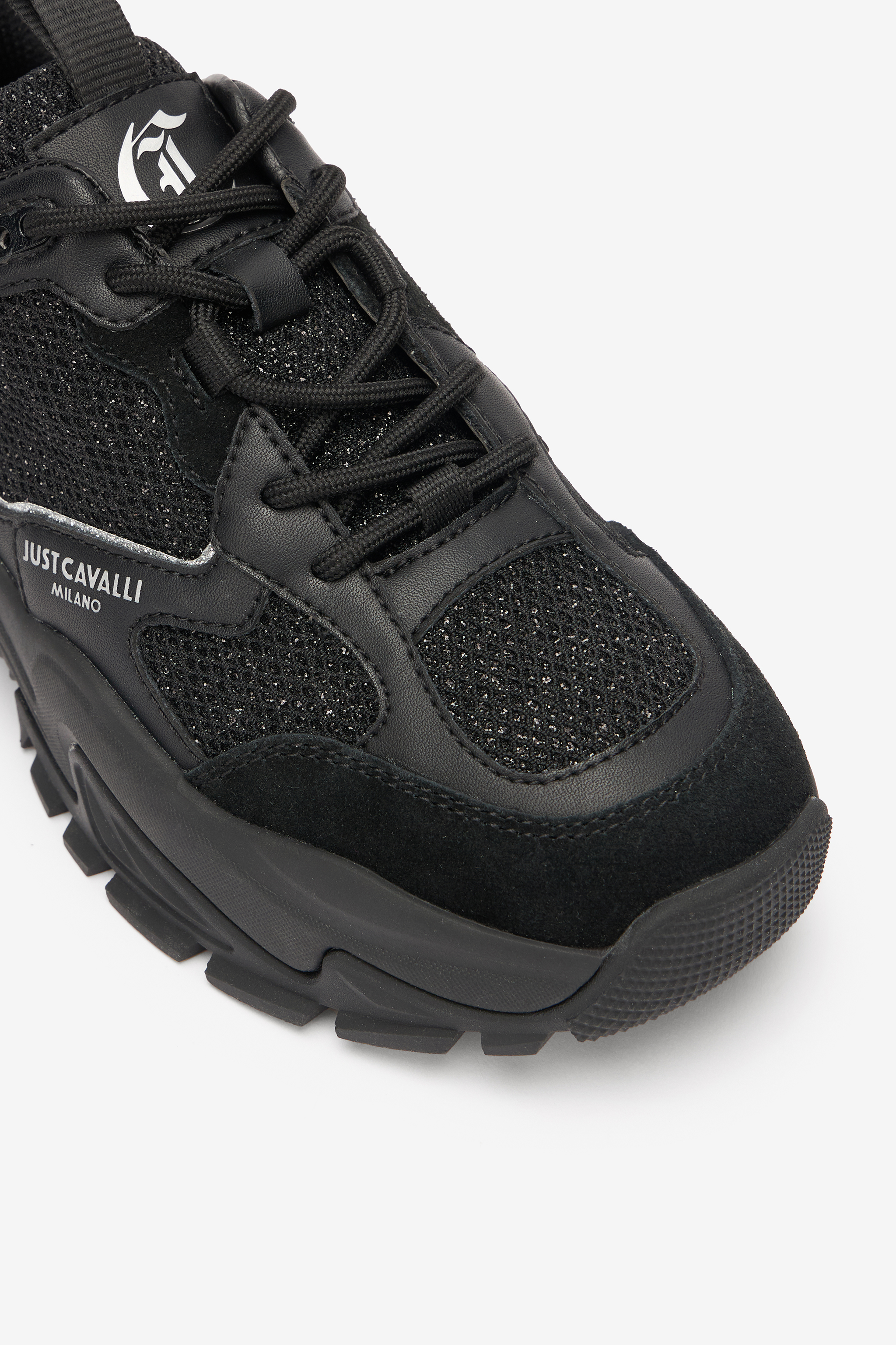Roberto Cavalli Chunky Sole Sneakers With Tread In Black
