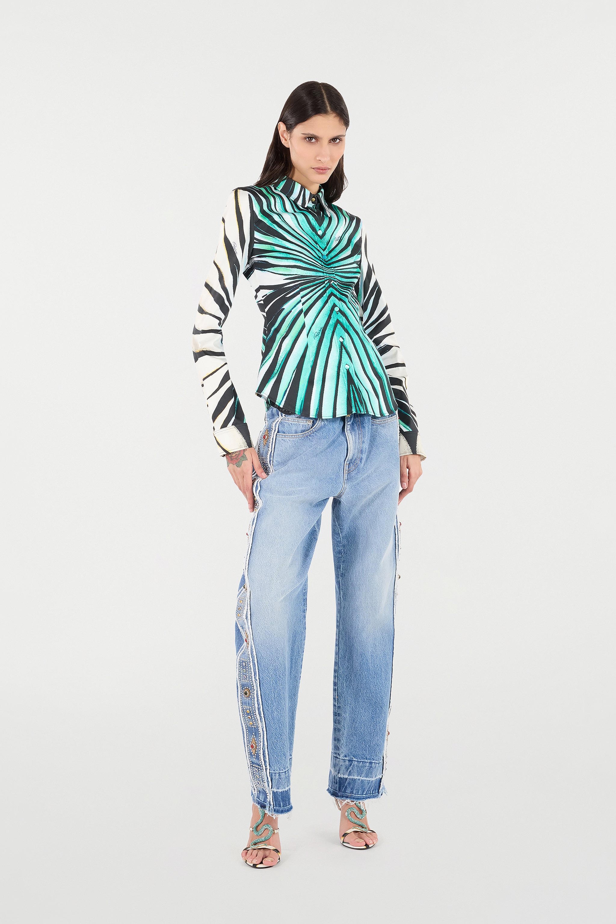 ROBERTO CAVALLI HEMD MIT RAY OF SEA PRINT 