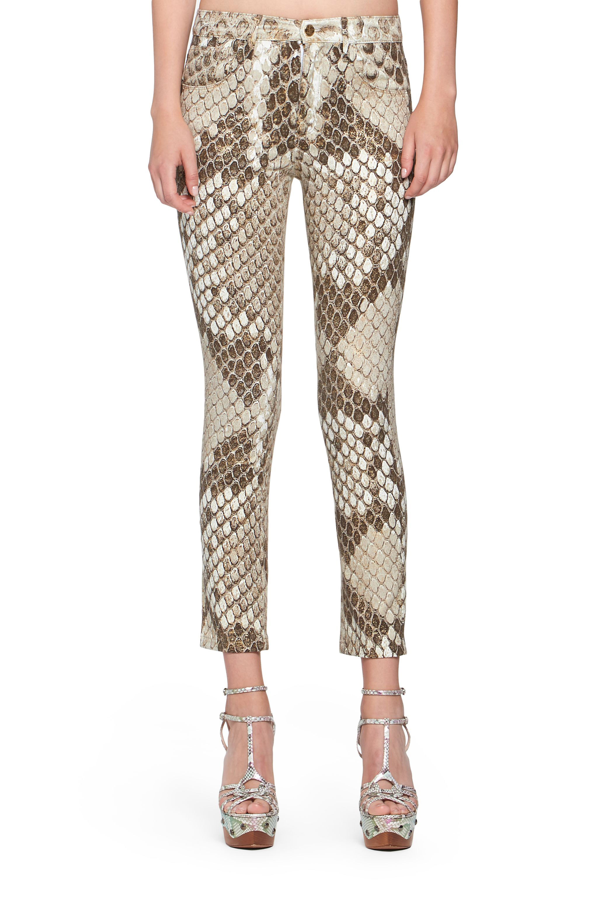  Roberto Cavalli Python Print Jeans - Female Ready To Wear Taupe 38 