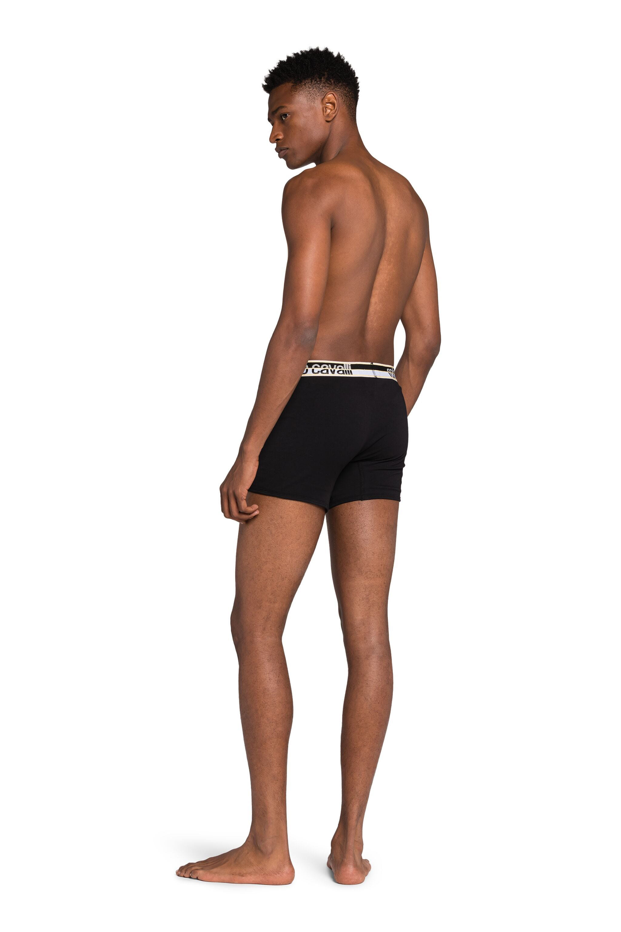 ROBERTO CAVALLI ZWEIERPACK SCHWARZE BOXERSHORTS MIT LOGO-BUND