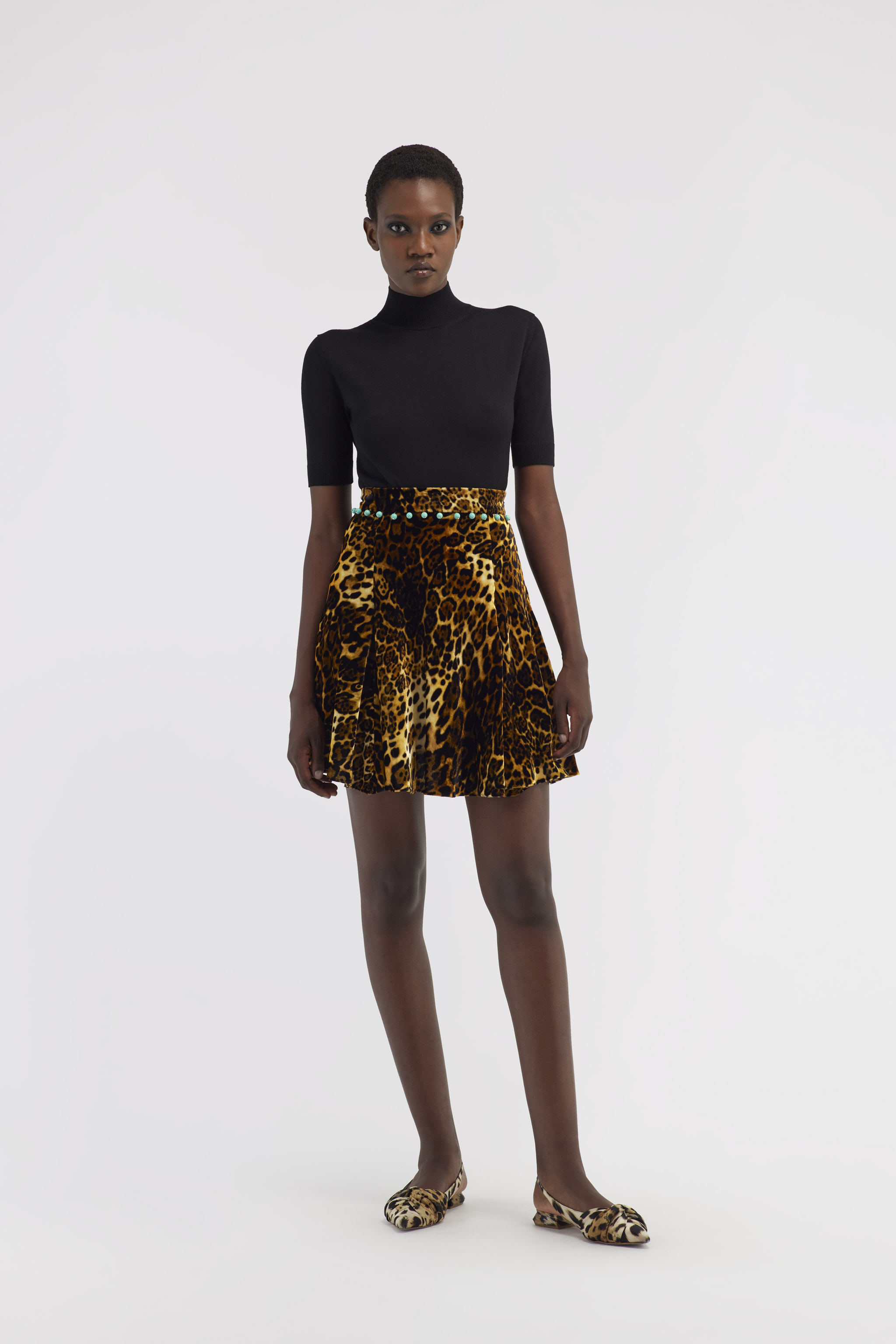 Roberto Cavalli Leopard Print Velvet Skirt In Dark Brown