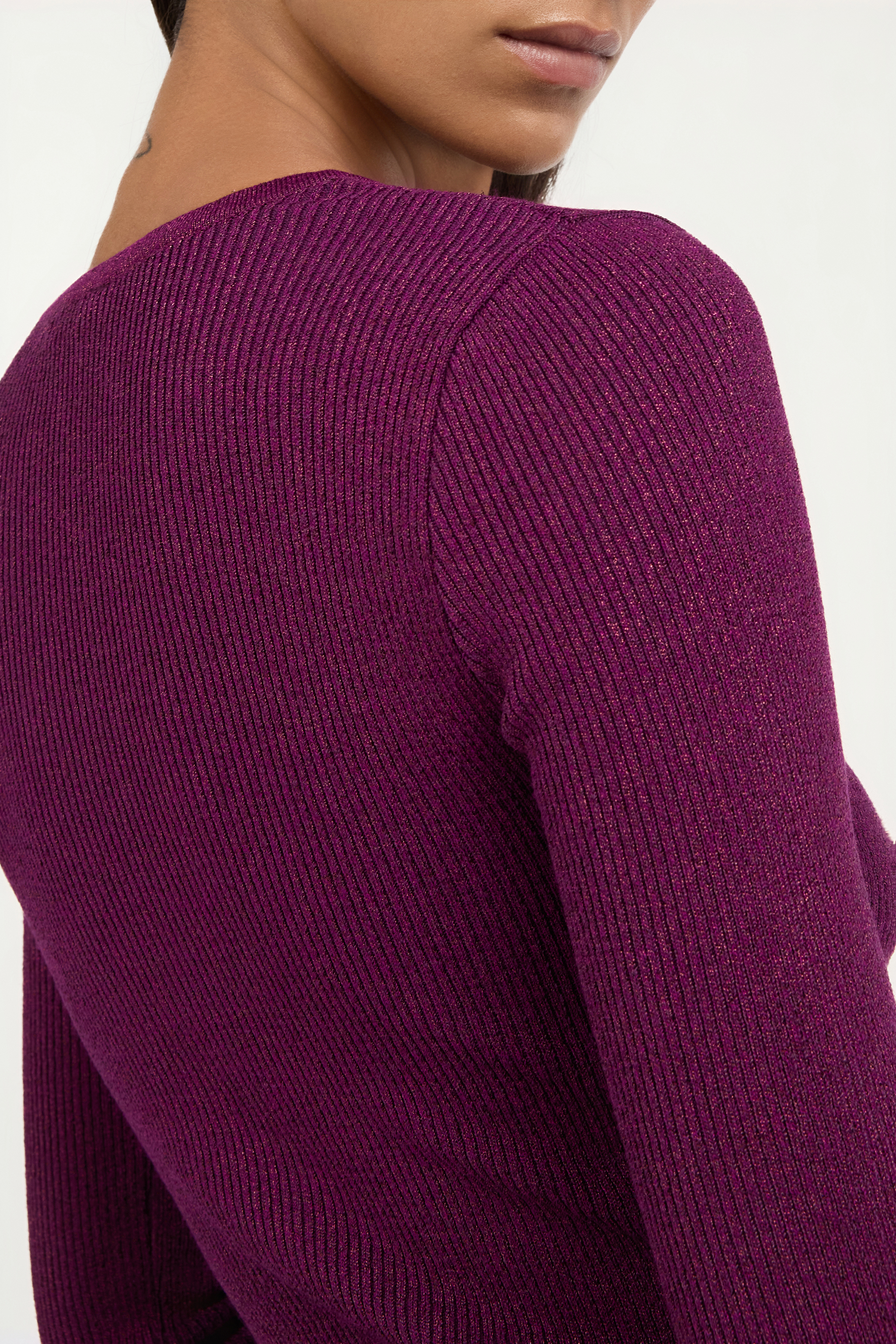 Roberto Cavalli Purple Lurex Sweater With Snake Detail In Purple
