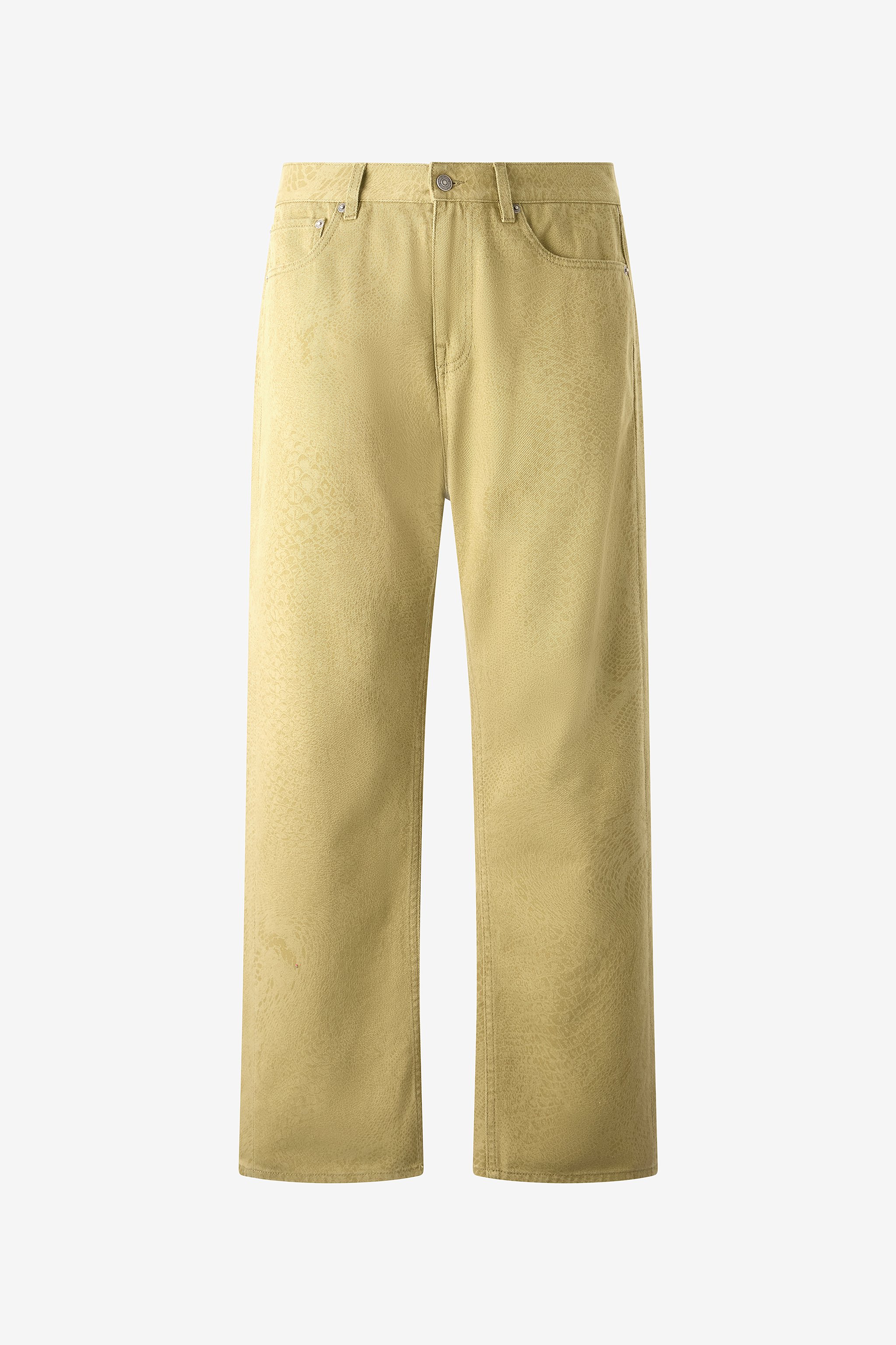 Roberto Cavalli Python-print Five-pocket Pants In Kaki