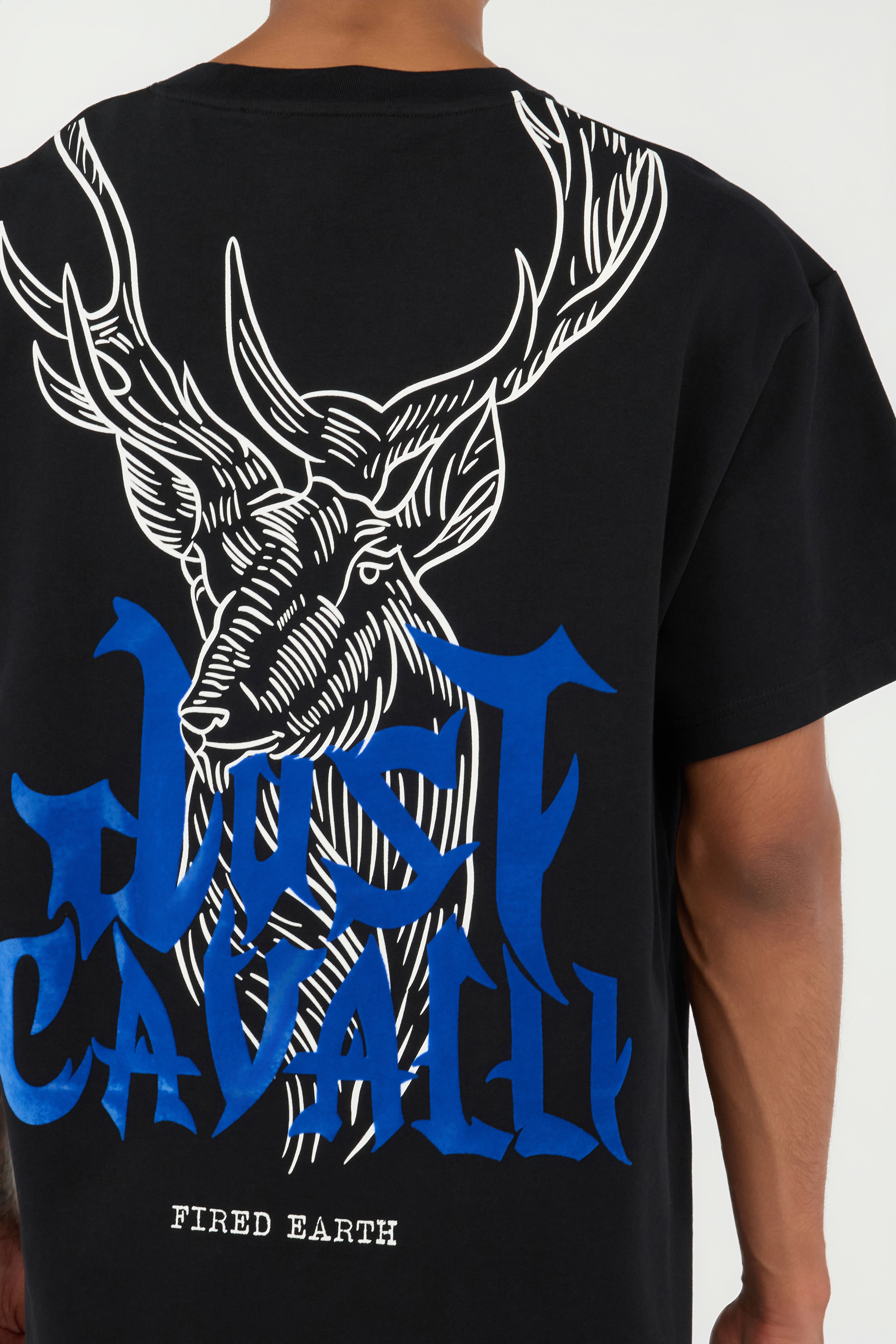 Black T-Shirt With Deer Back Print
