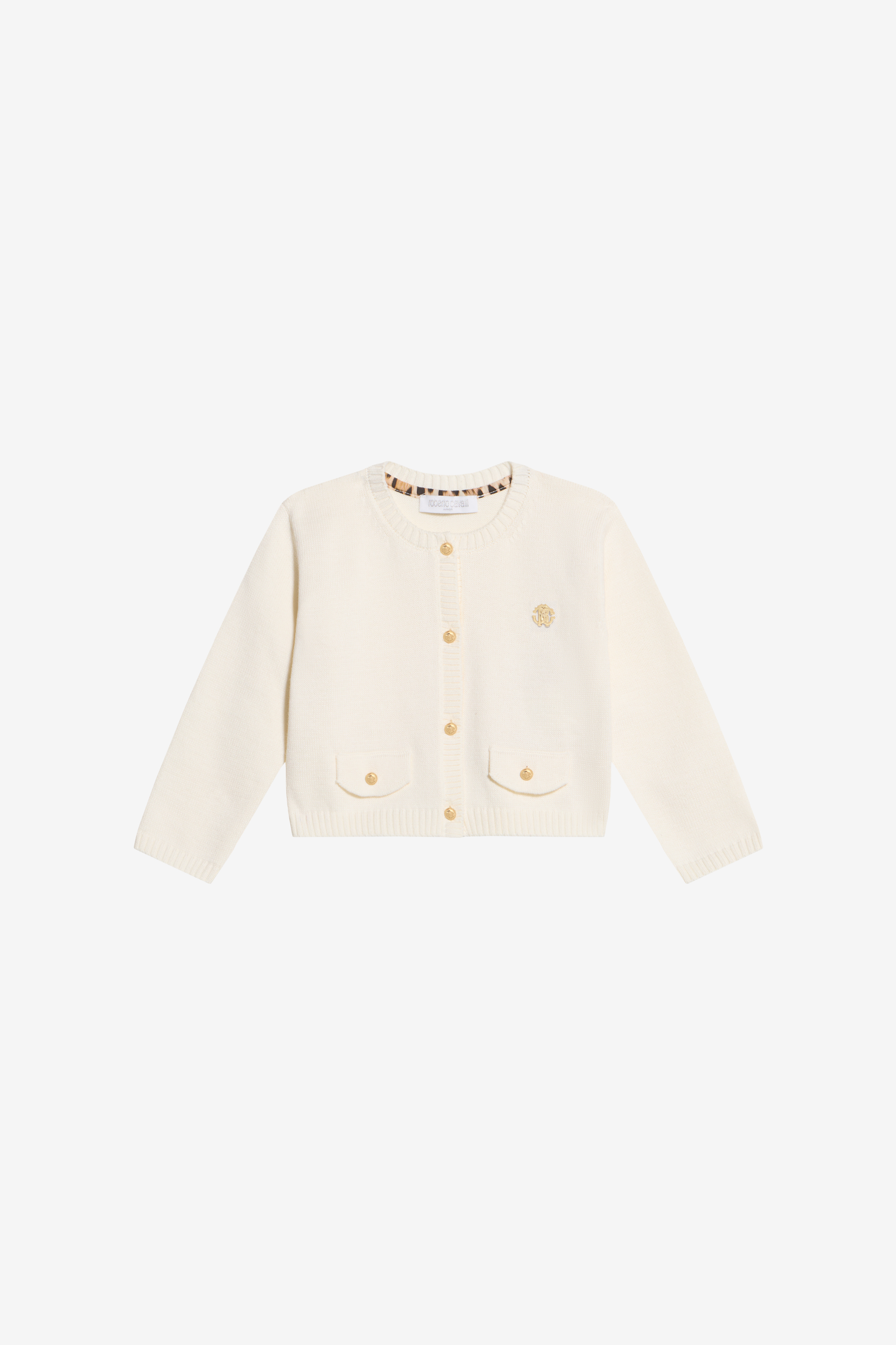 Roberto Cavalli Girls Ivory/White Cotton Cardigan - Ready To Wear Milky