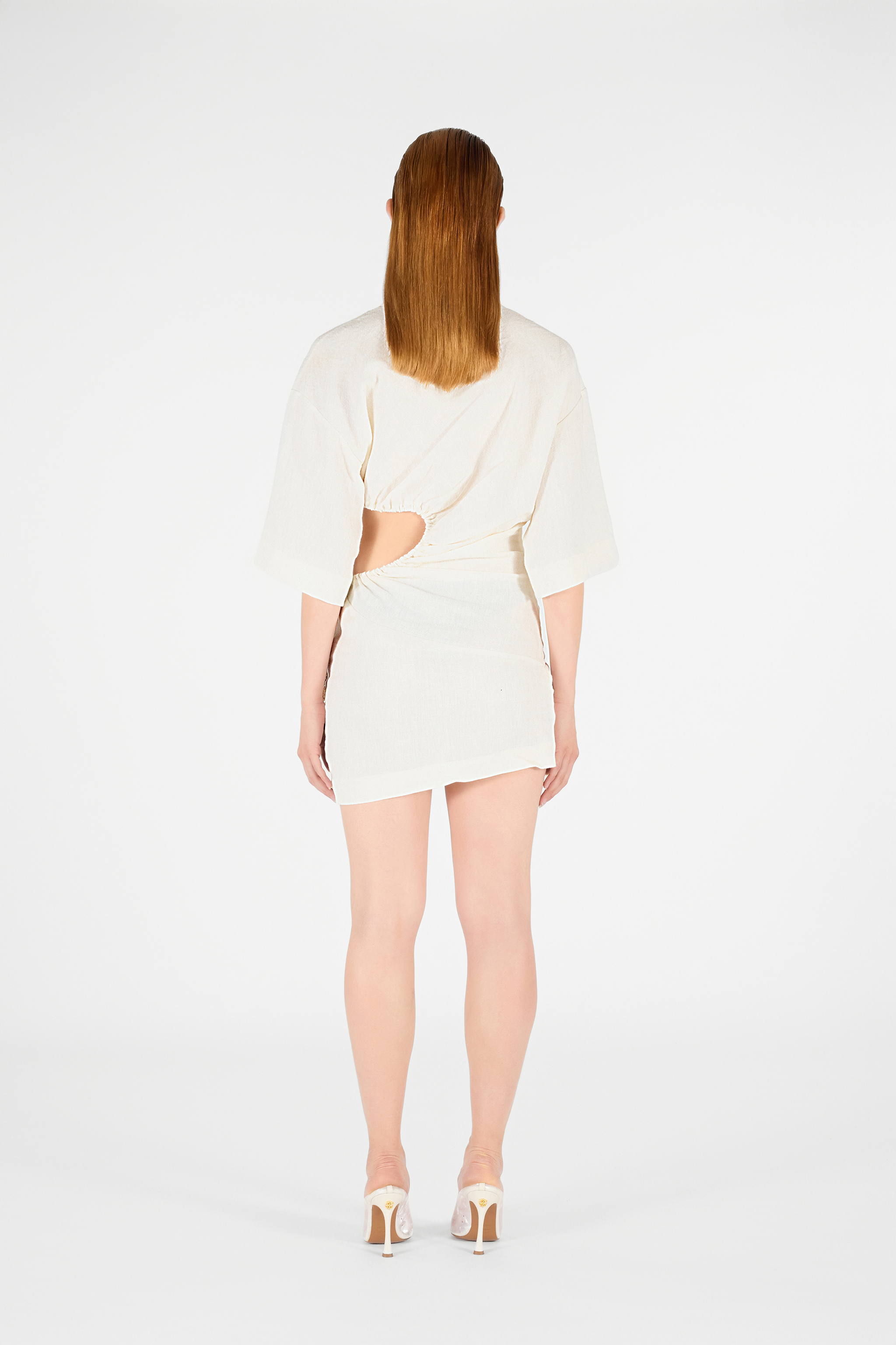 Roberto Cavalli Kurzes Kleid Mit Wall-print In Ivory