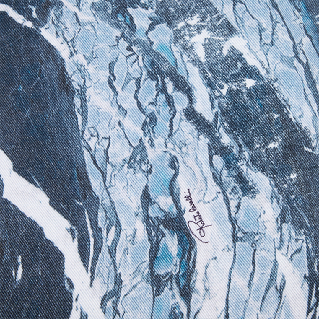 Roberto Cavalli Marble-print Wide-leg Jeans In Blue