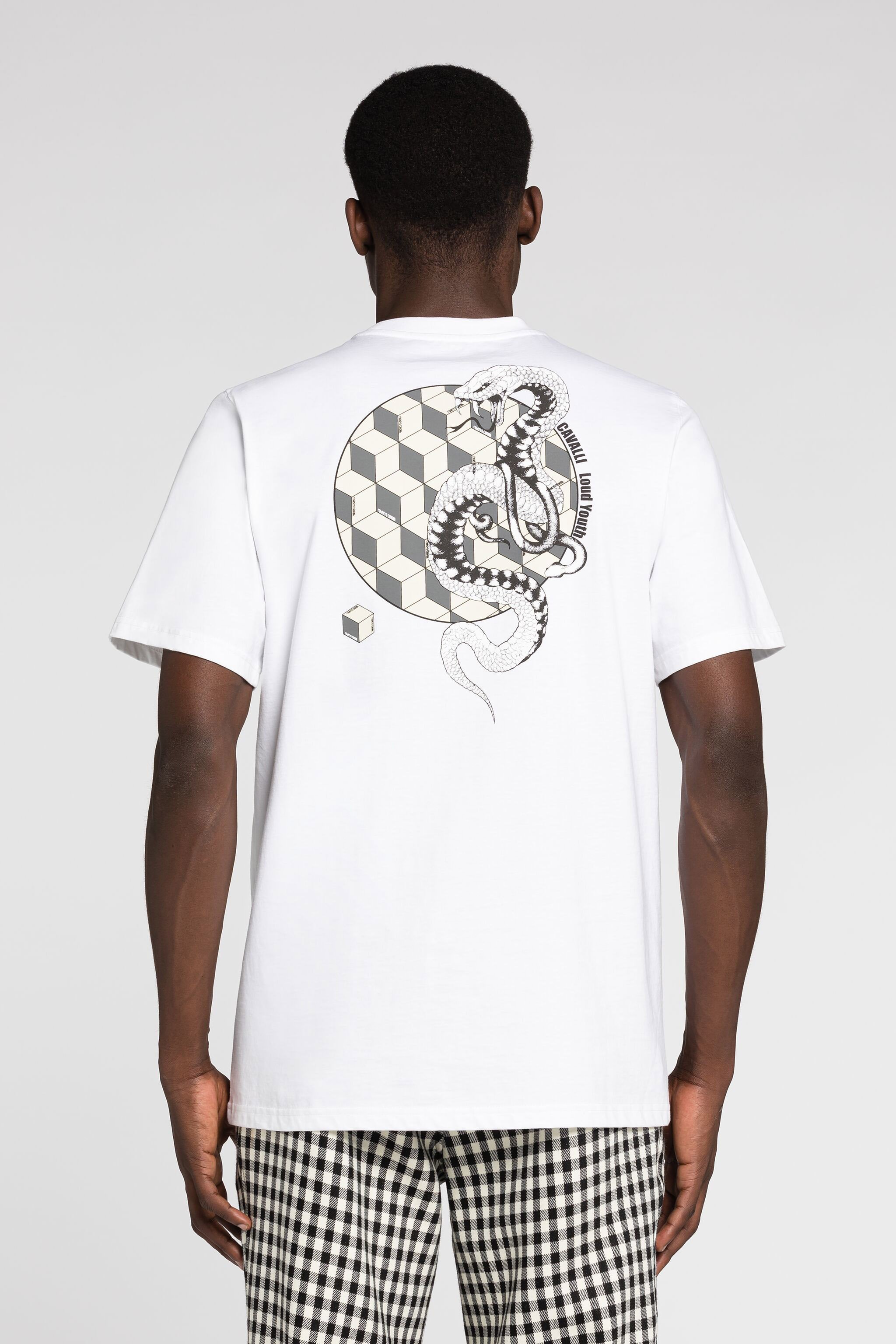 Roberto Cavalli Graphic-print Cotton T-shirt In White