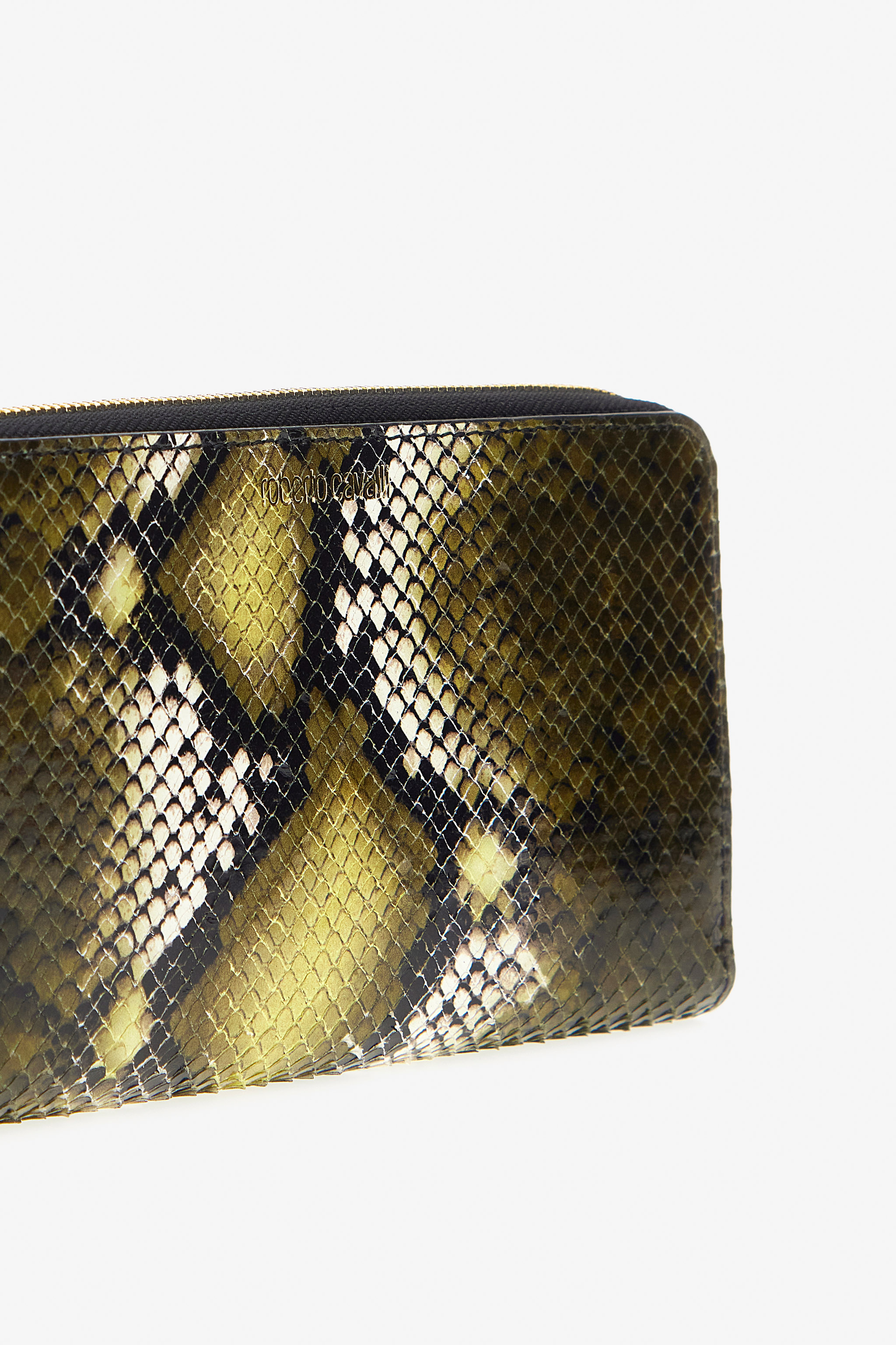 Roberto Cavalli Logo-print Leather Wallet In Dark Green